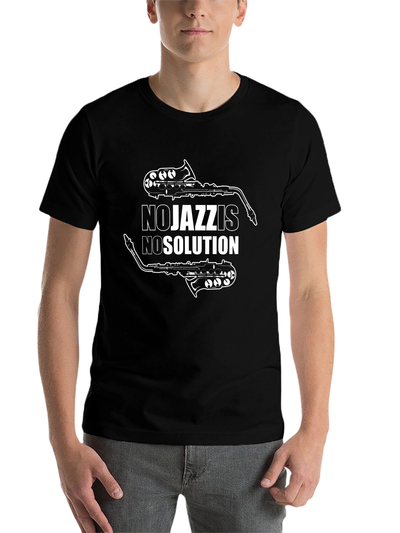 Black No Jazz Is No Solution T-Shirt view 7