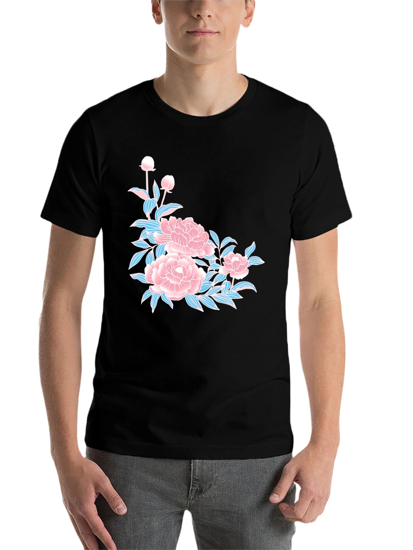 Black Floral Black T-Shirt view 7