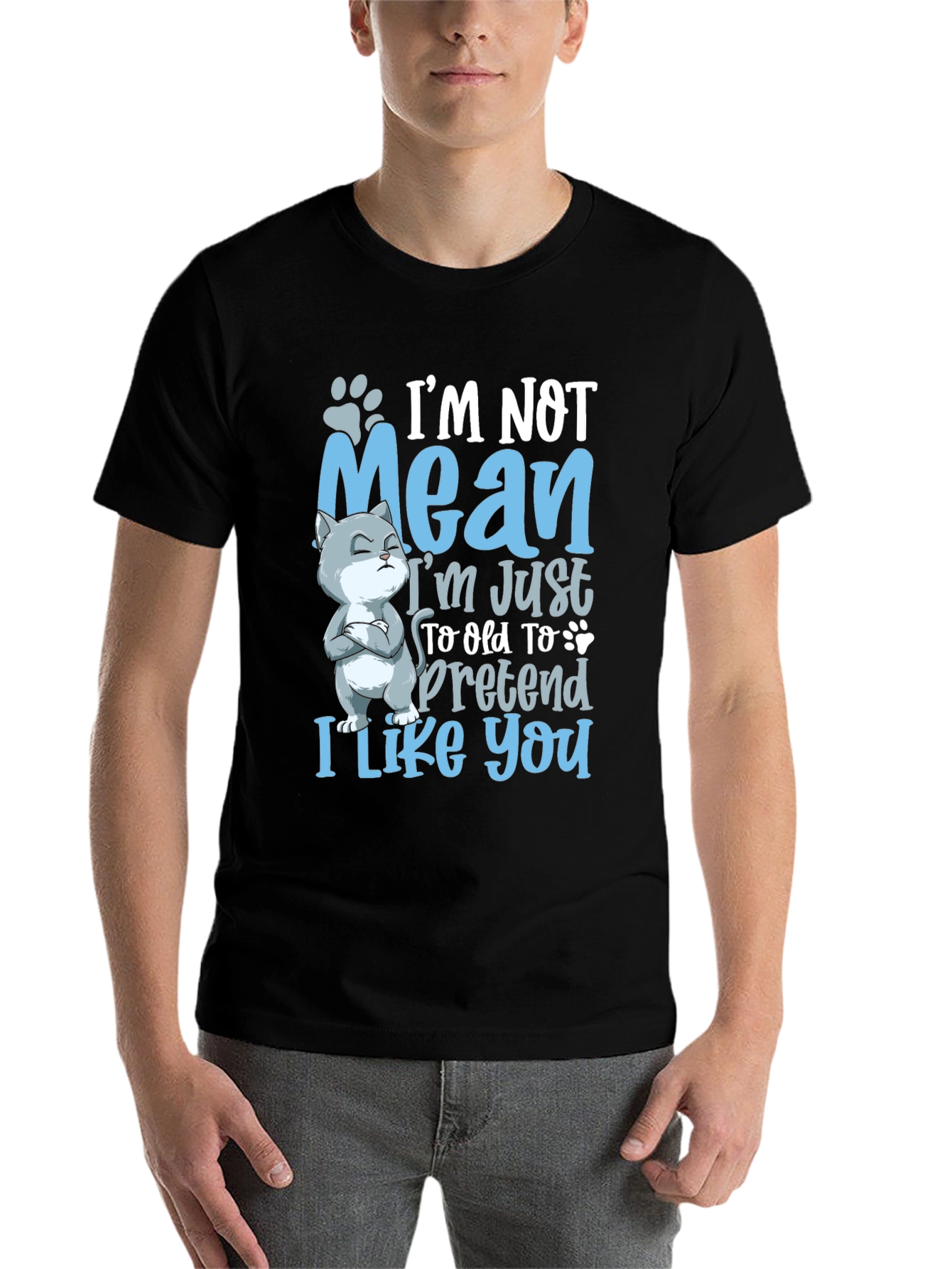 Black Funny Cat Graphic Tee: I'm Not Mean view 7