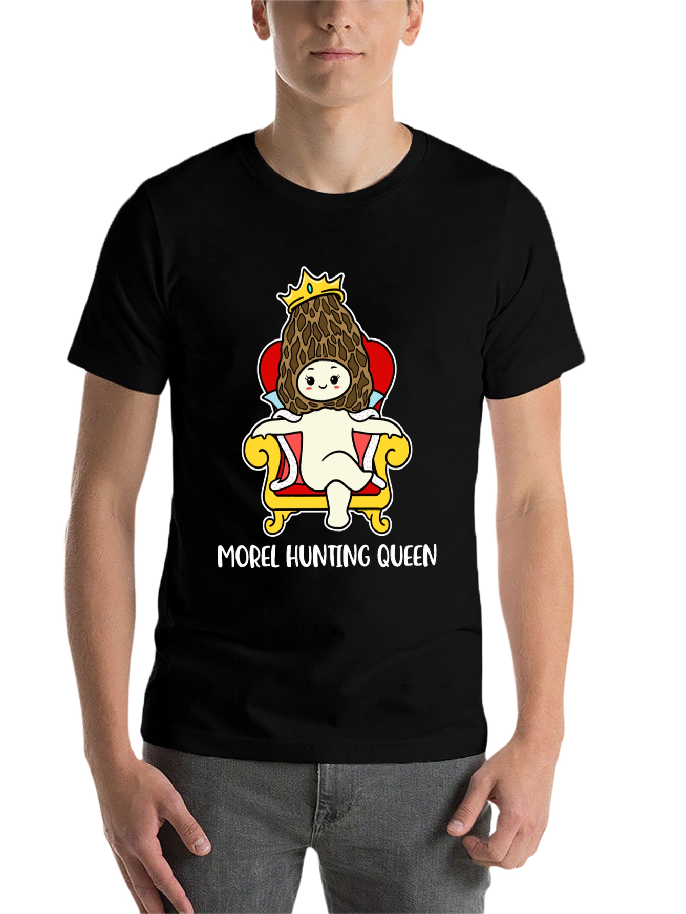 Black Morel Hunting Queen T-Shirt, Mushroom Lover Tee view 7