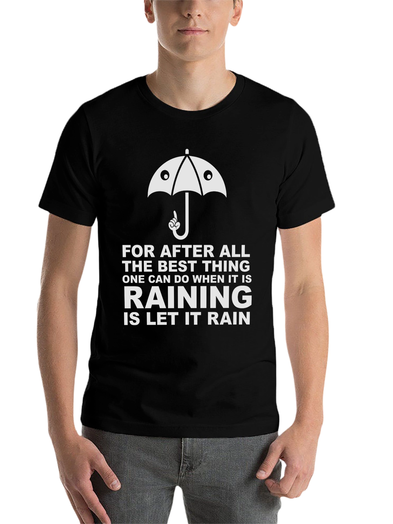 Black Funny Rainy Day Umbrella T-Shirt view 7