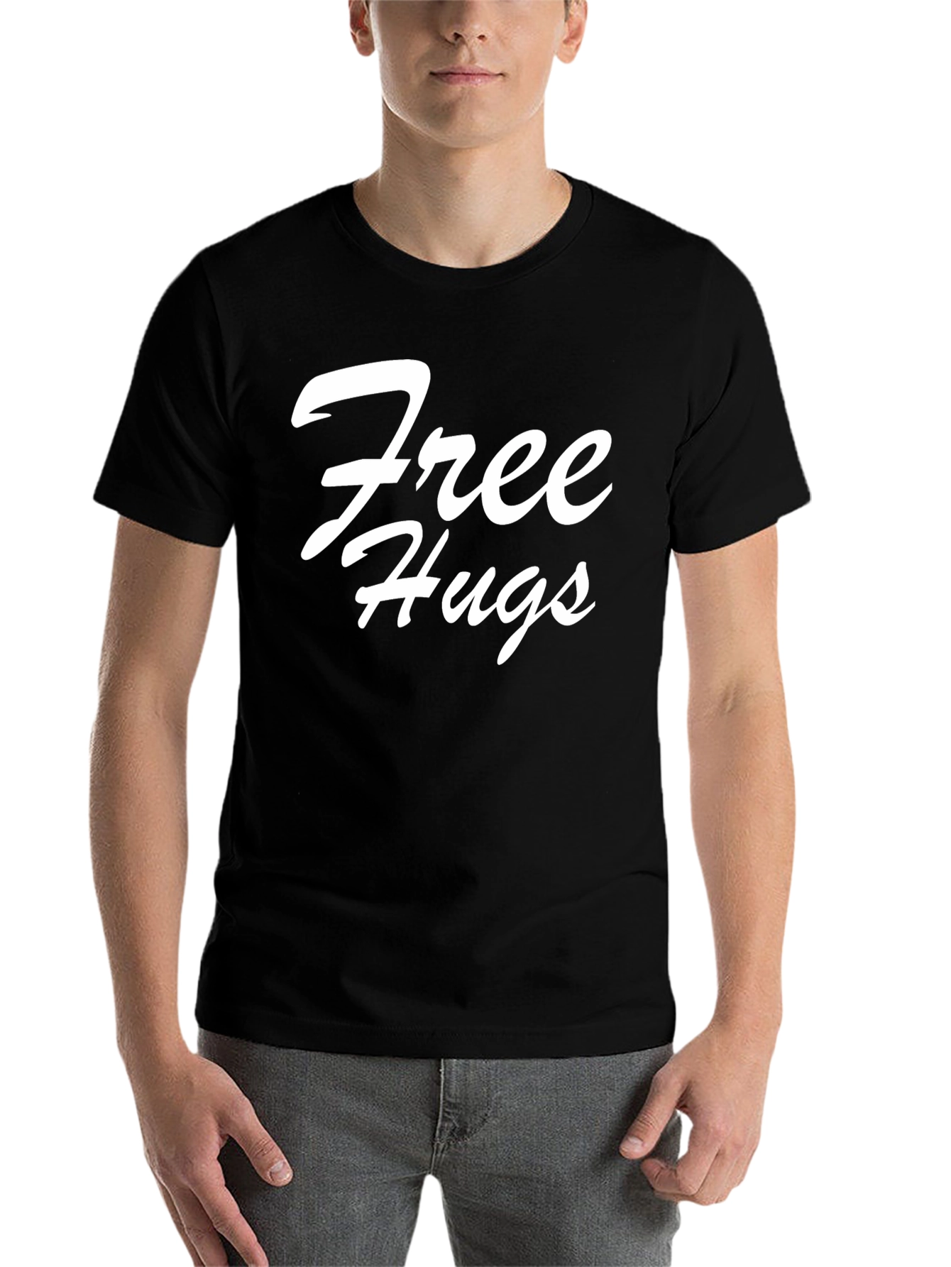 Black Free Hugs Graphic Tee - Soft Cotton Comfort view 7