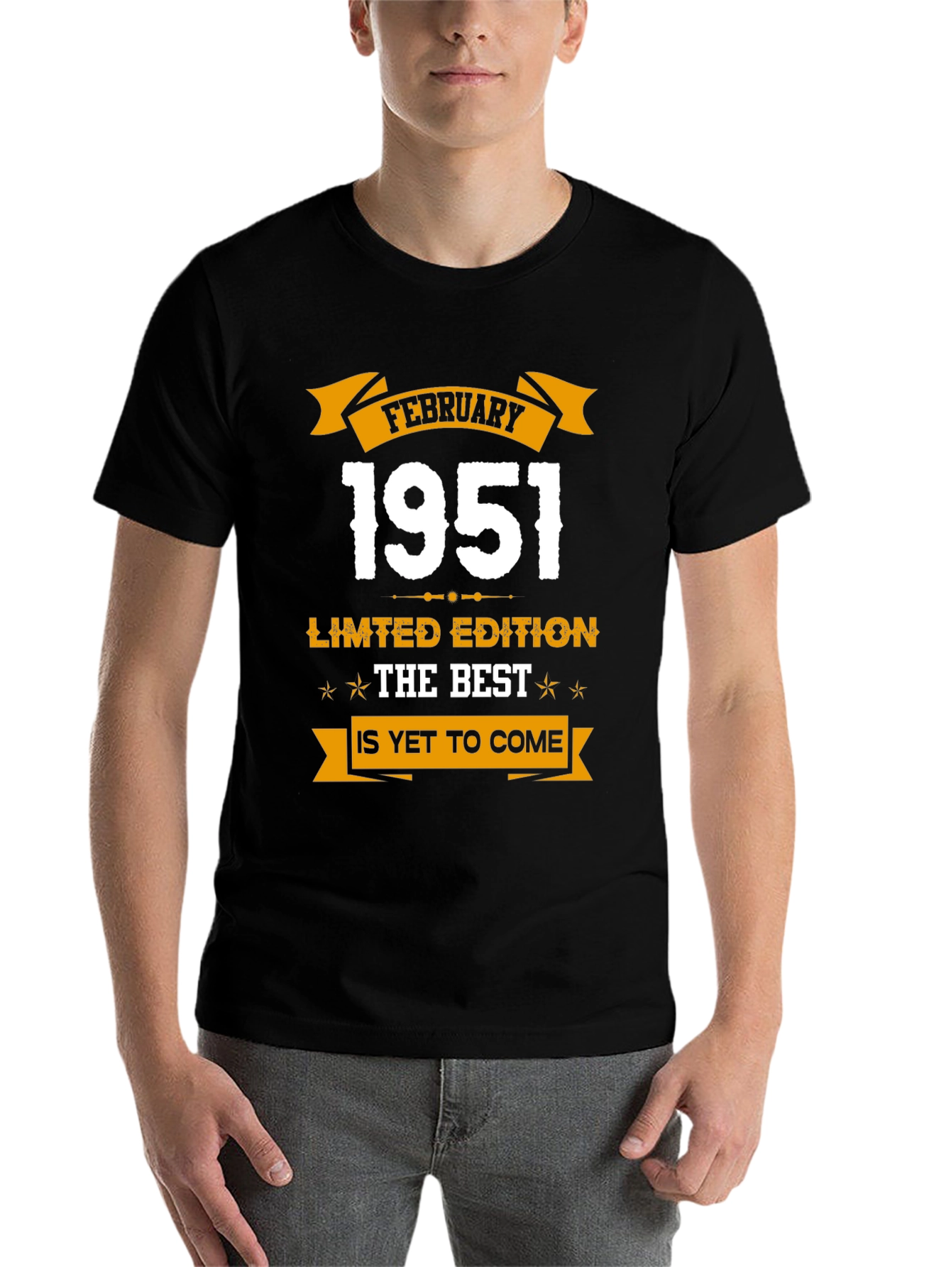 Black February 1951 Limited Edition Birthday T-Shirt view 7