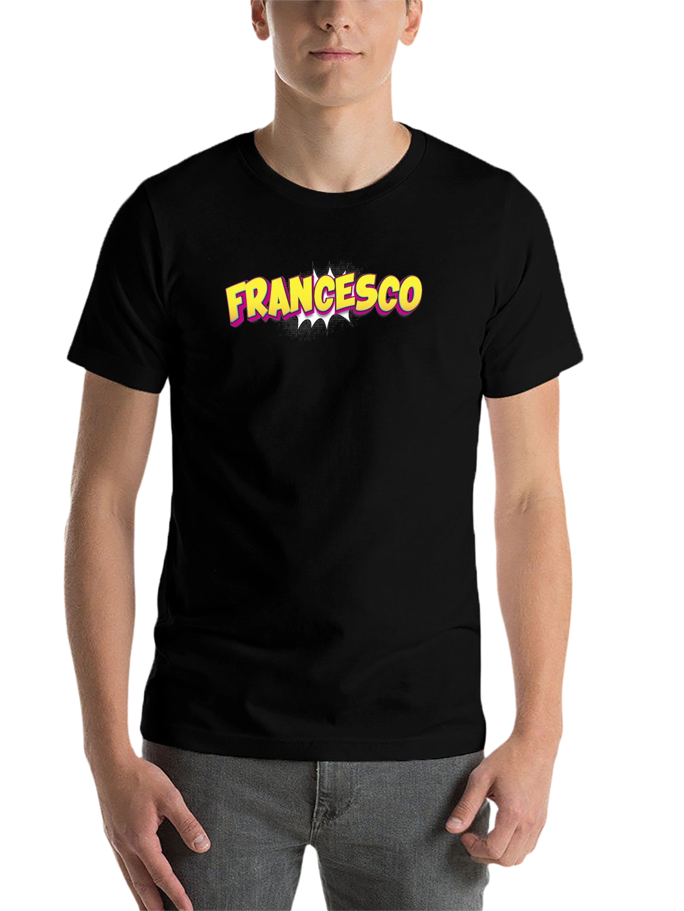 Black Francesco Comic Name T-Shirt - Black view 7