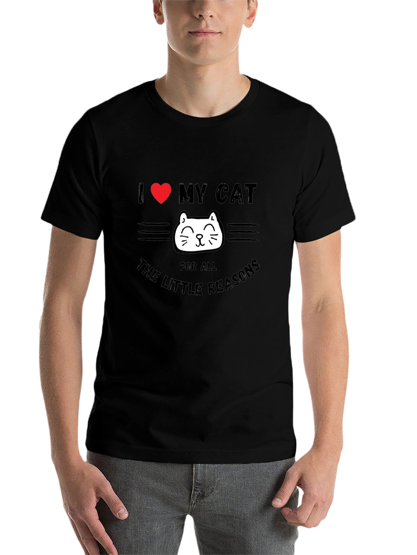 Black I Love My Cat T-Shirt - Cute Cat Lover Tee view 7