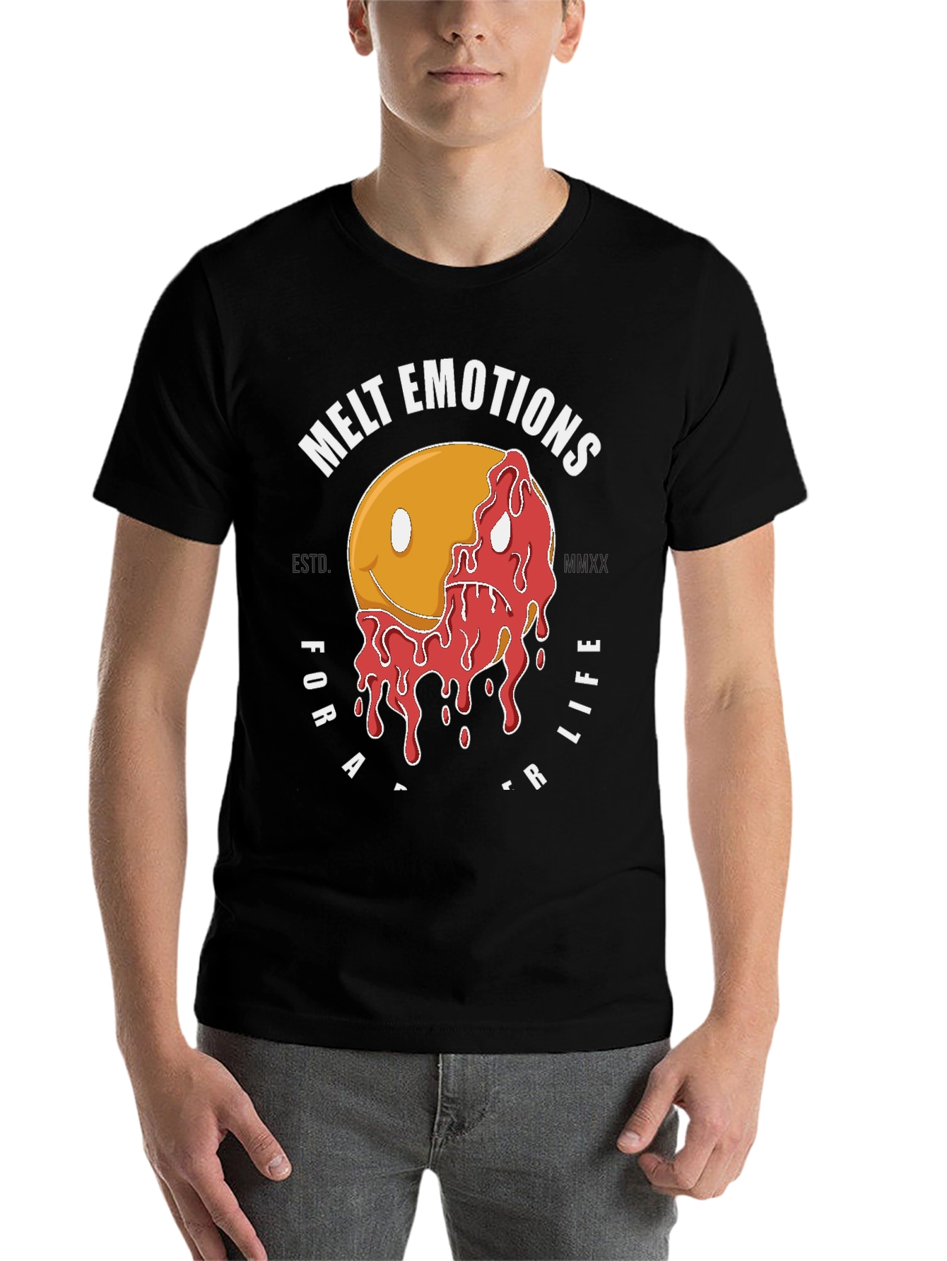 Black Melt Emotions Graphic T-Shirt - Black Cotton Tee view 7
