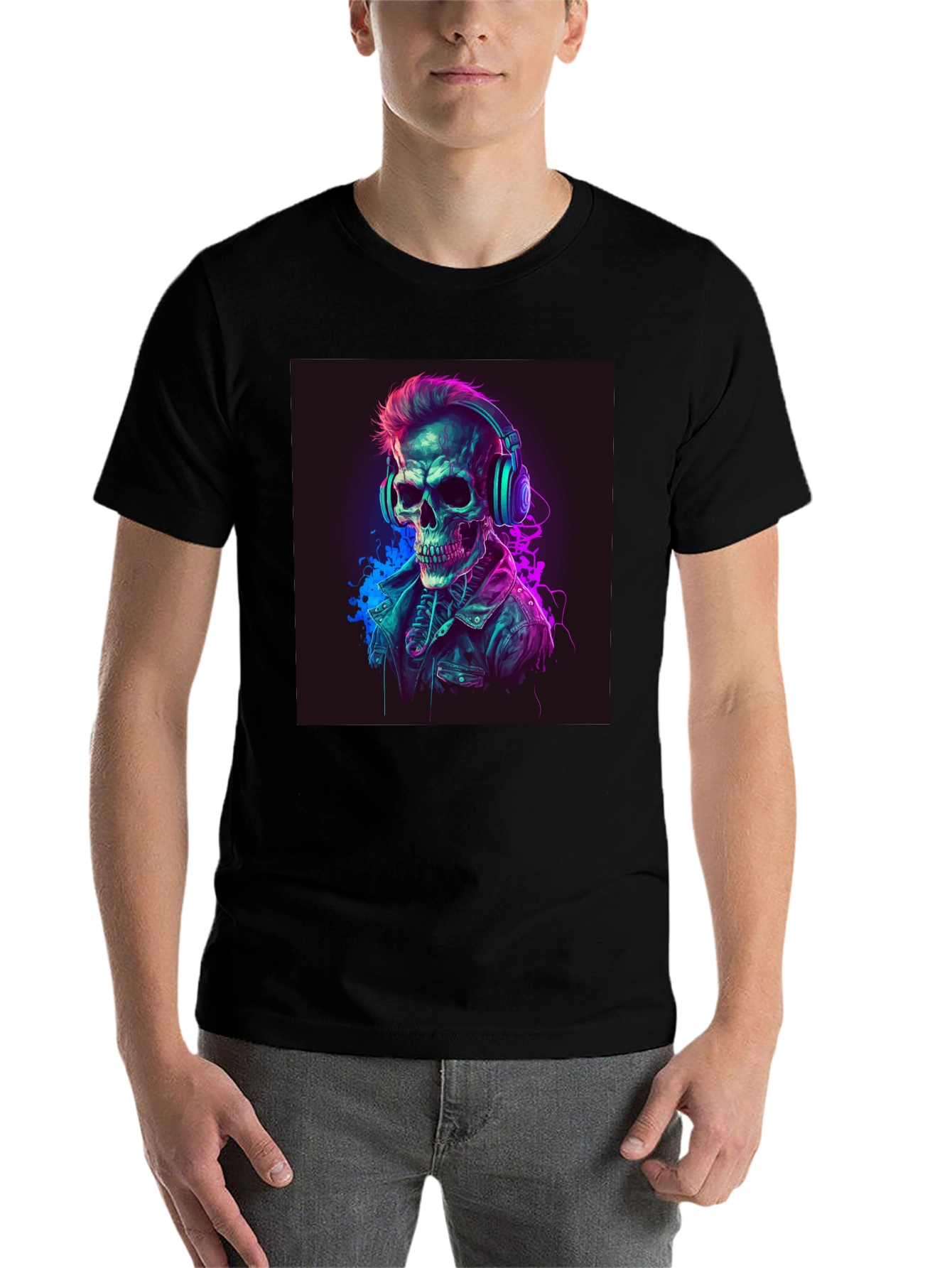 Black Skull DJ Graphic Tee - Cool Edgy Design view 7