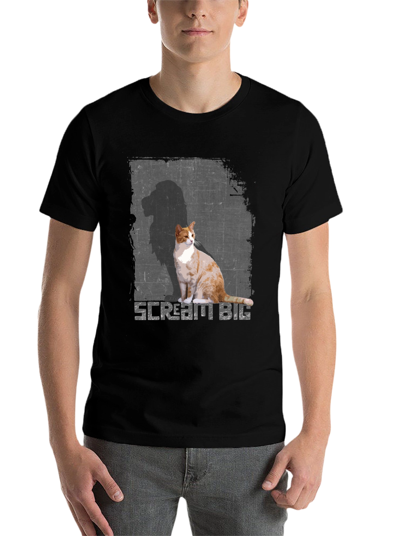 Black Scream Big Cat T-Shirt - Stylish Graphic Tee view 7