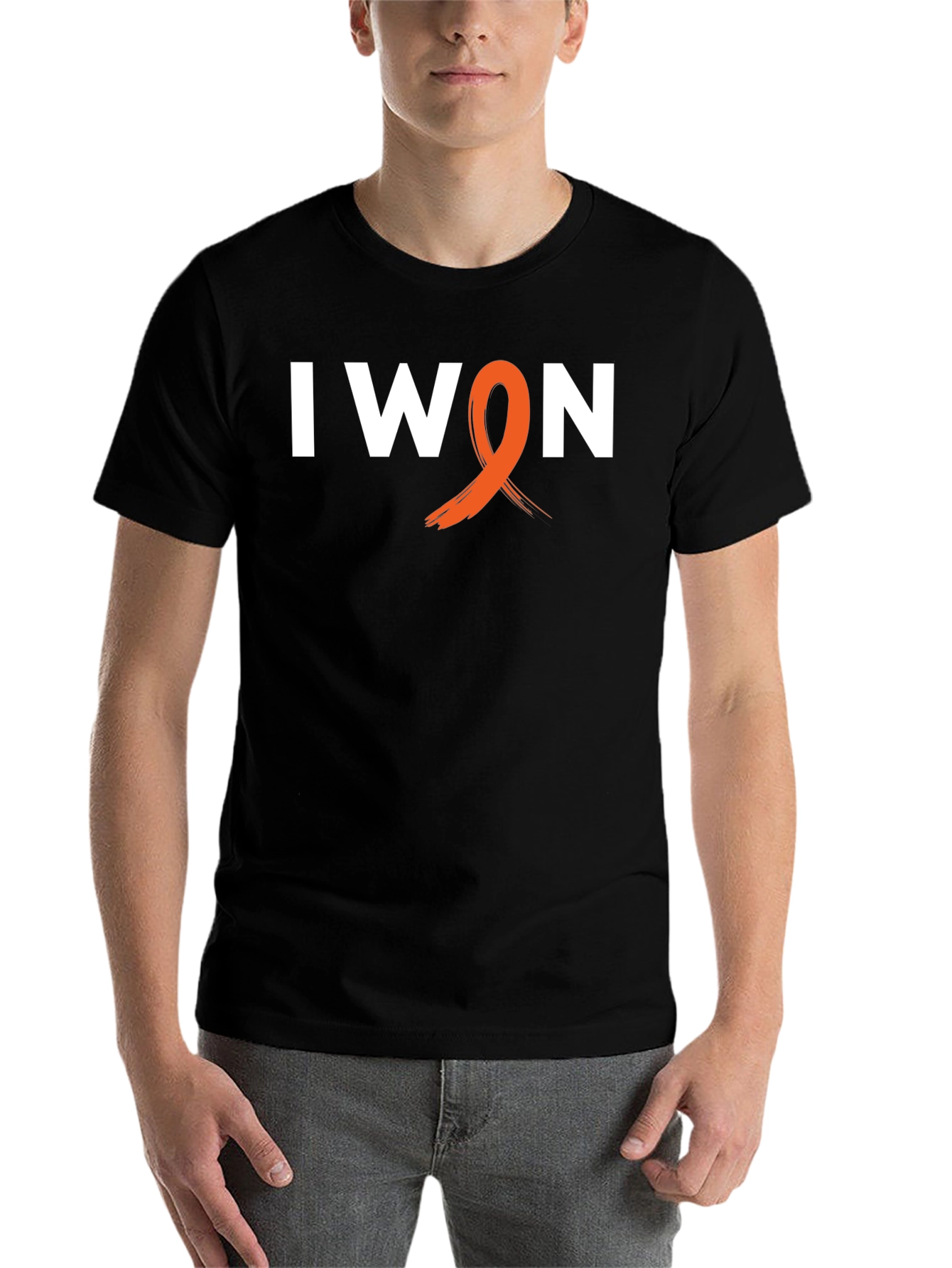 Black I WON Awareness Ribbon Graphic Tee - Black view 7