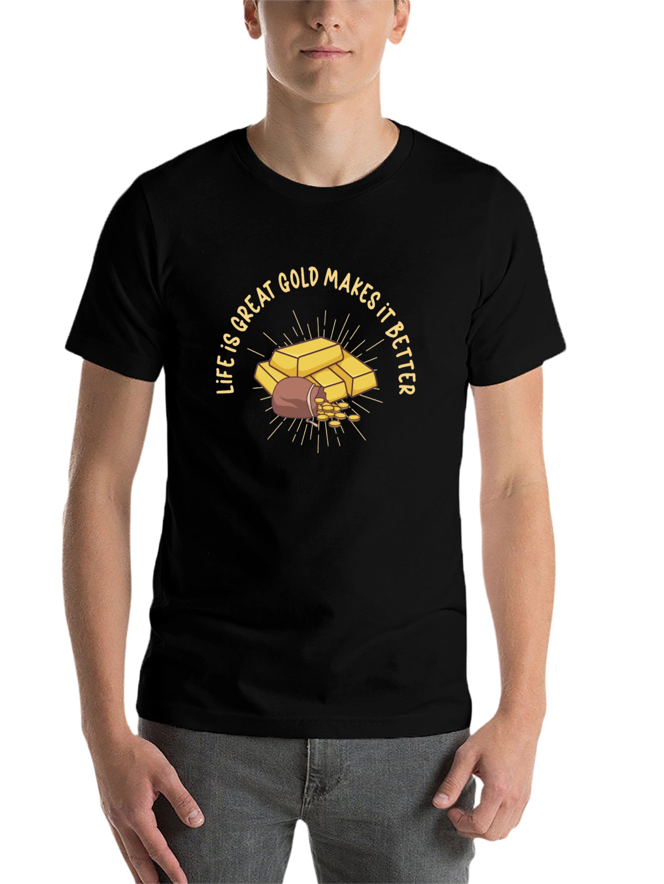 Black Life is Great Gold Makes it Better Graphic T-Shirt view 7