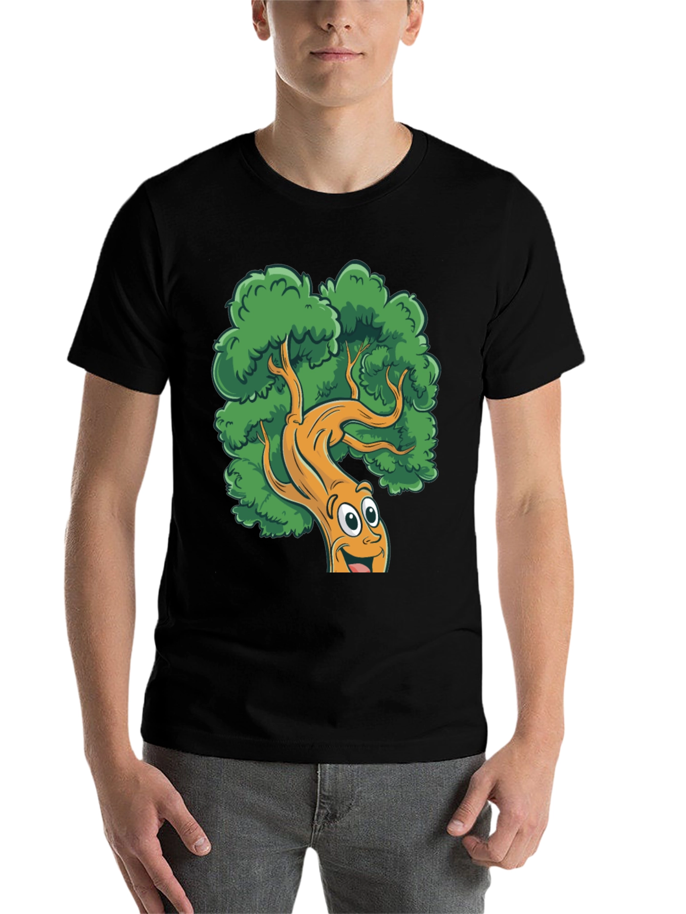 Black Cartoon Tree Black T-Shirt view 7