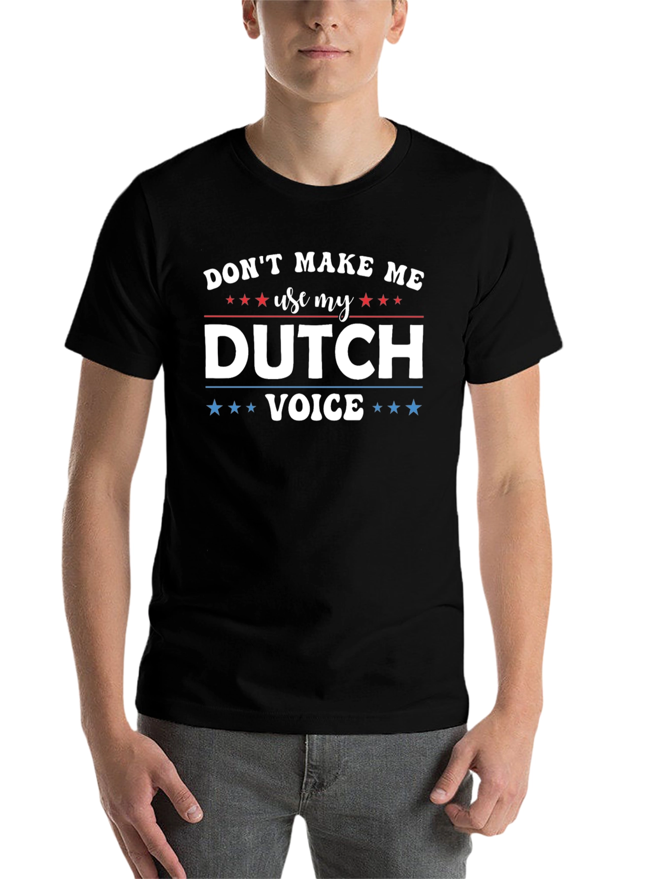Black Funny Dutch Voice T-Shirt view 7