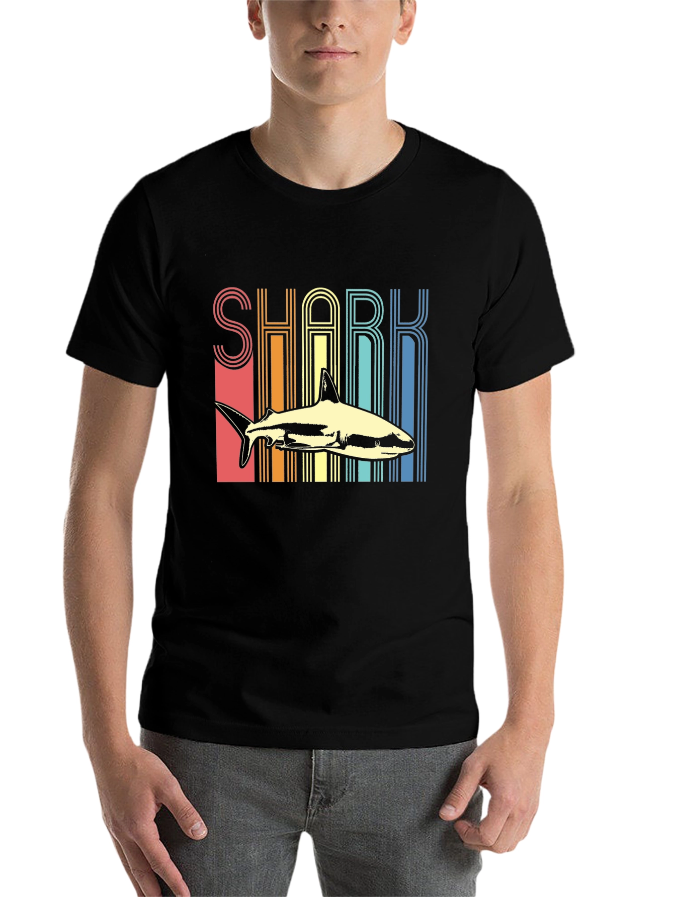 Black Retro Shark Graphic Tee view 7