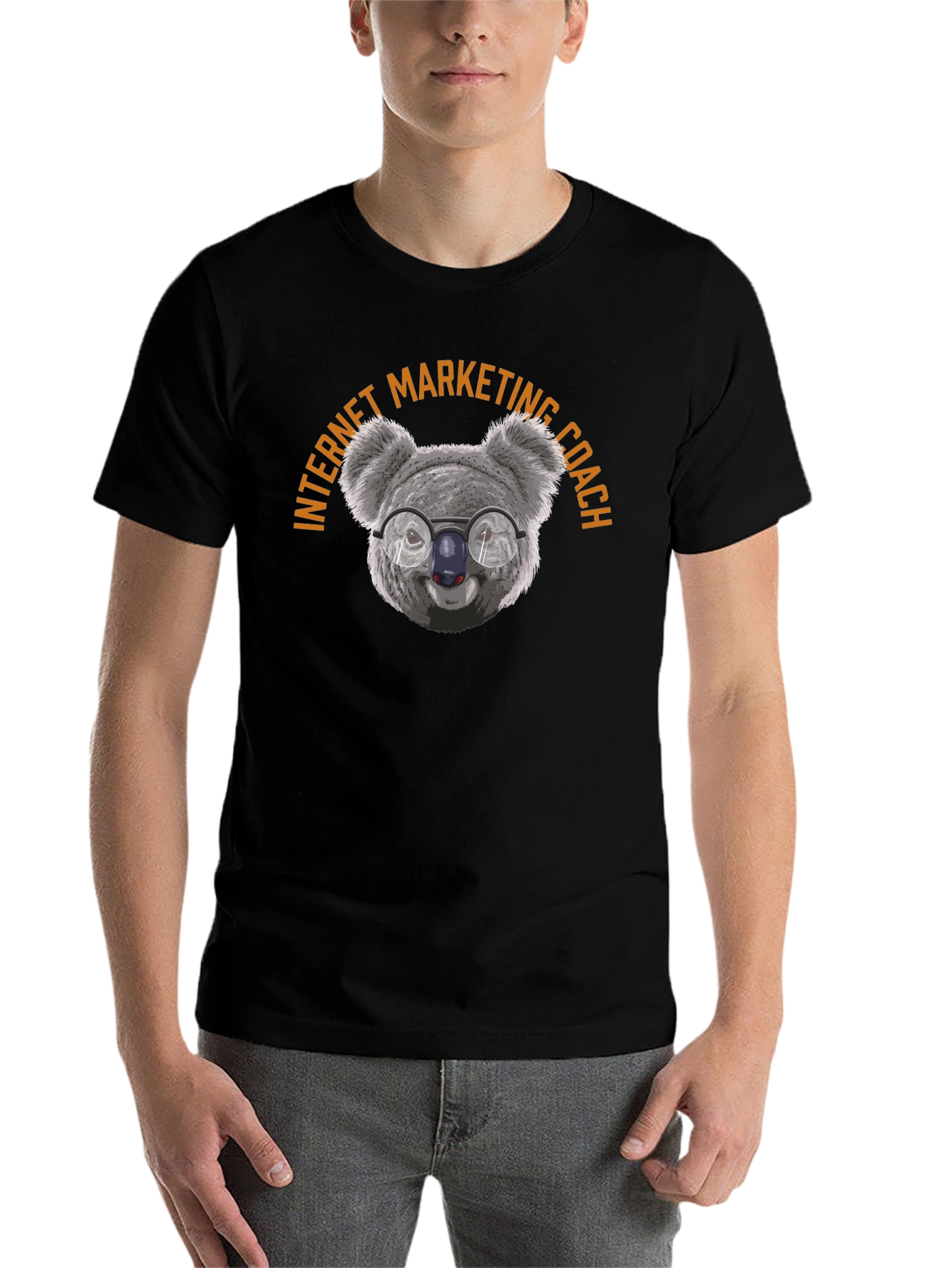 Black Internet Marketing Coach Koala T-Shirt view 7