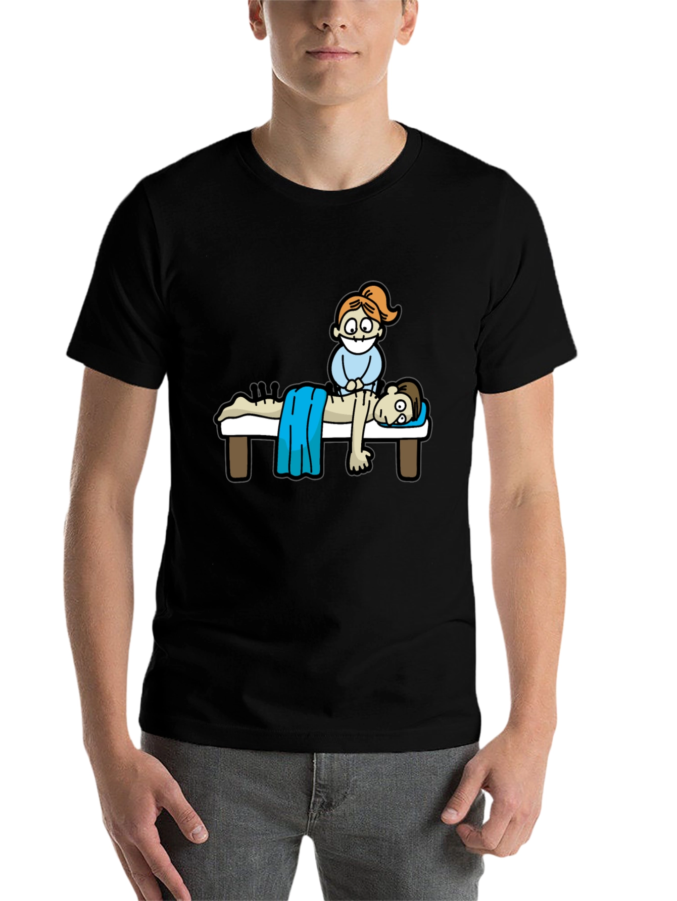 Black Acupuncture Cartoon T-Shirt view 7