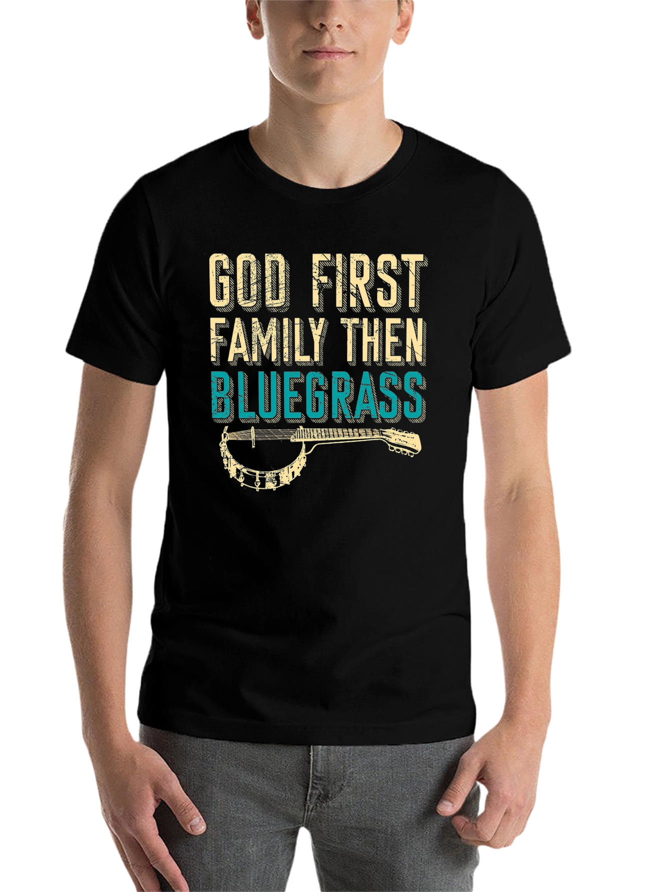 Black God First Family Then Bluegrass T-Shirt view 7