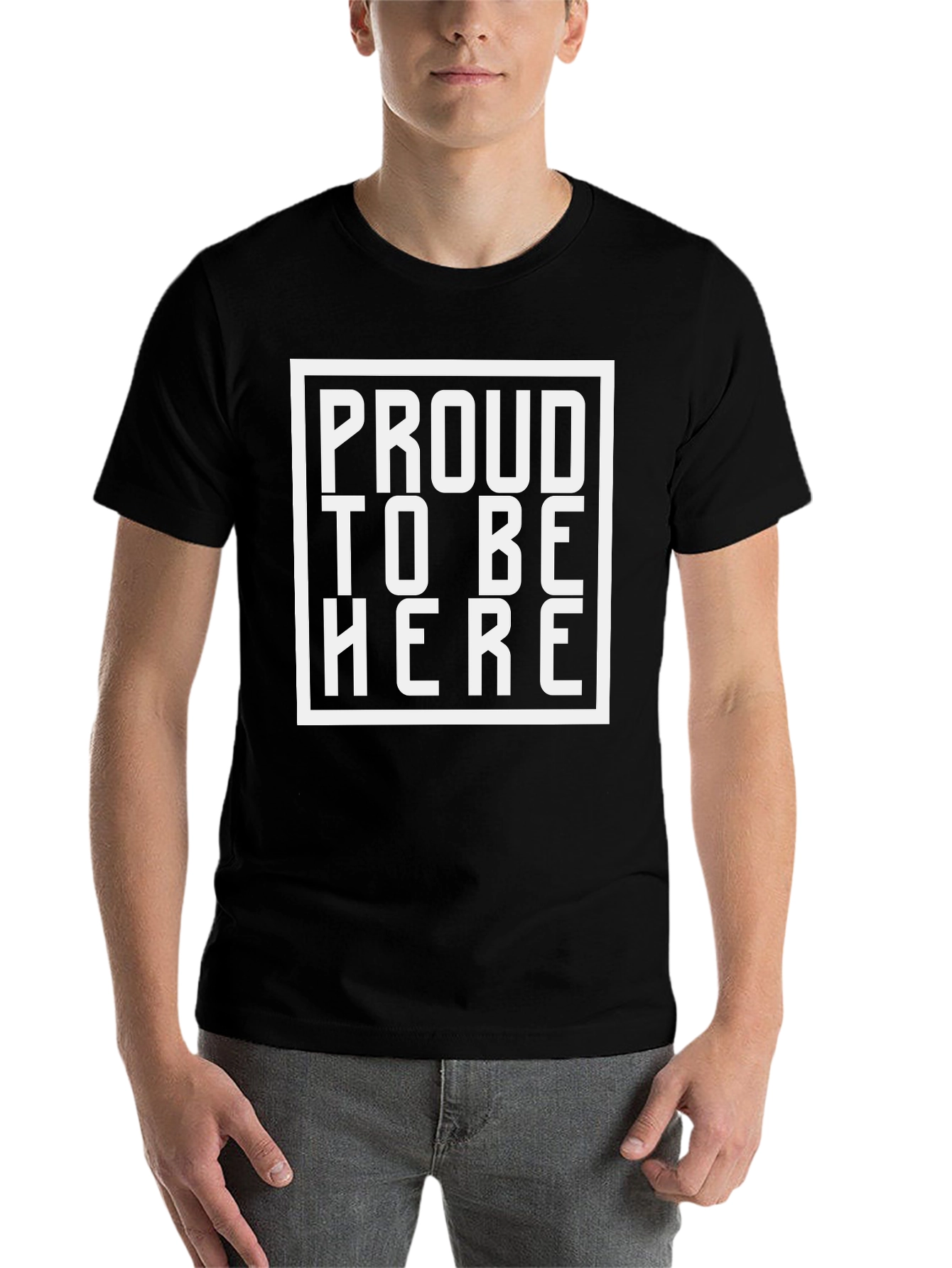 Black Proud to Be Here Graphic Tee - Bold Statement Shirt view 7
