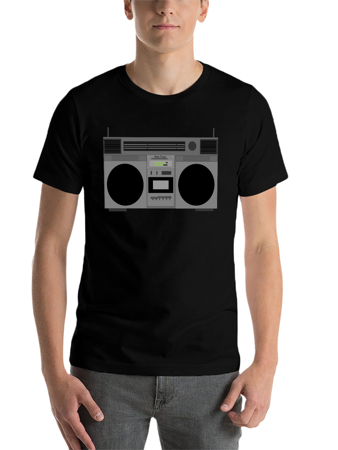Black Retro Boombox Graphic T-Shirt - Vintage Style view 7