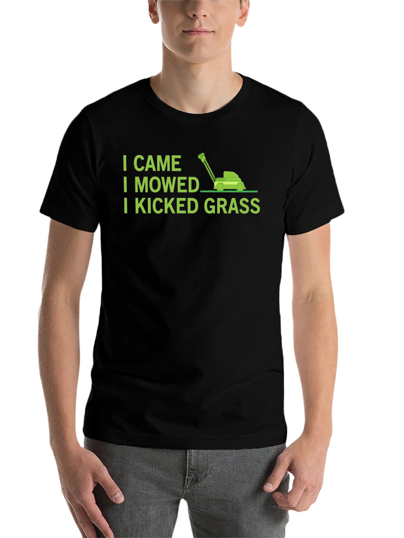 Black I Came I Mowed I Kicked Grass T-Shirt view 7