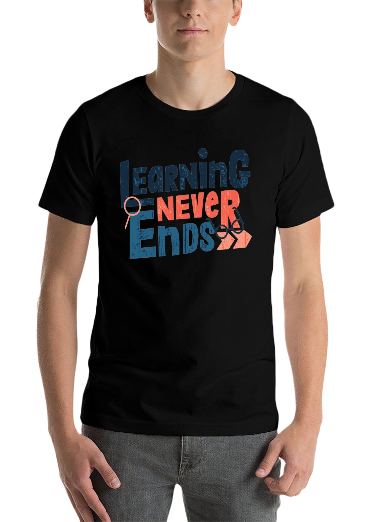 Black Learning Never Ends Graphic Tee view 7