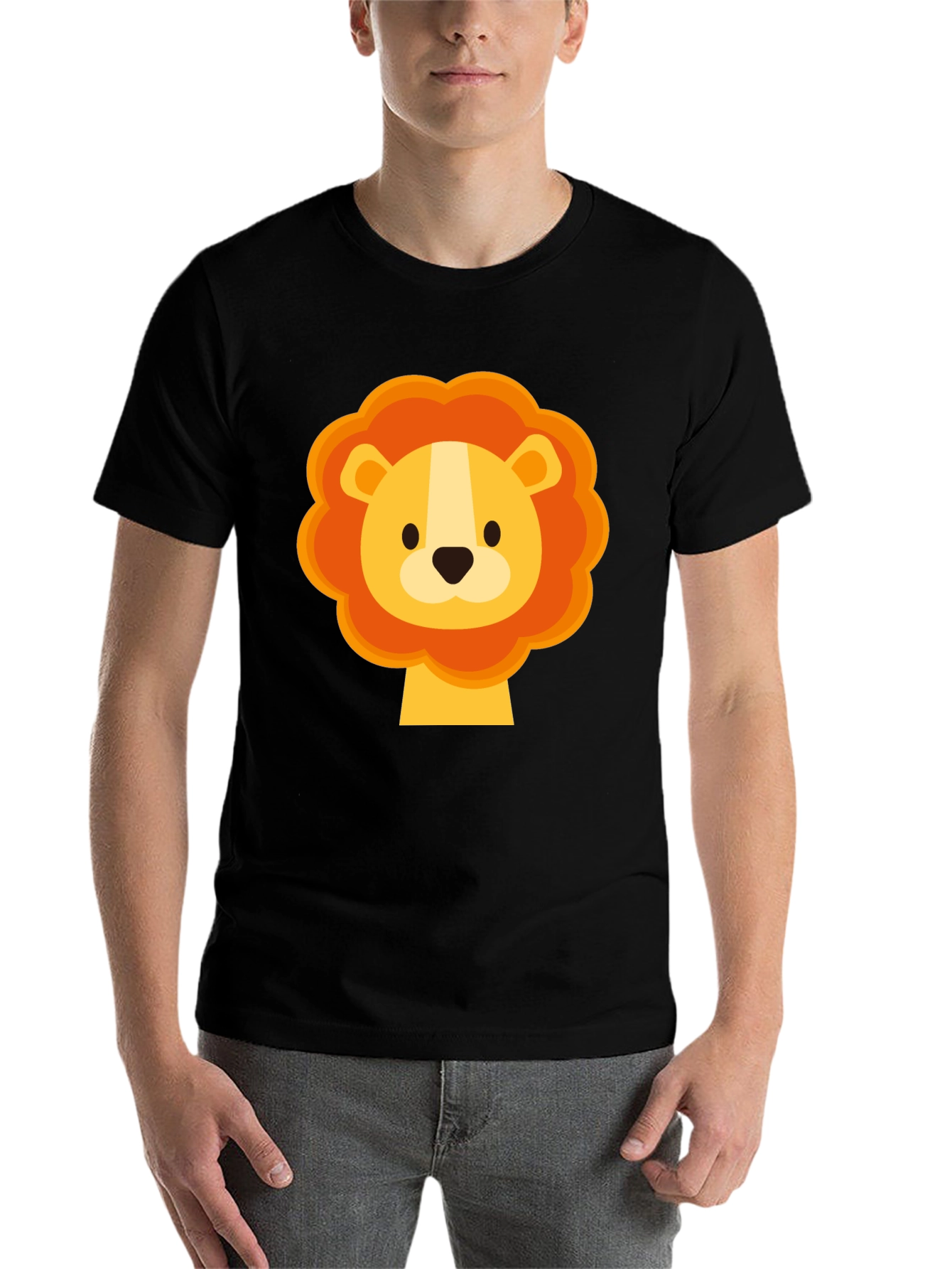 Black Cute Lion Graphic Black T-Shirt view 7