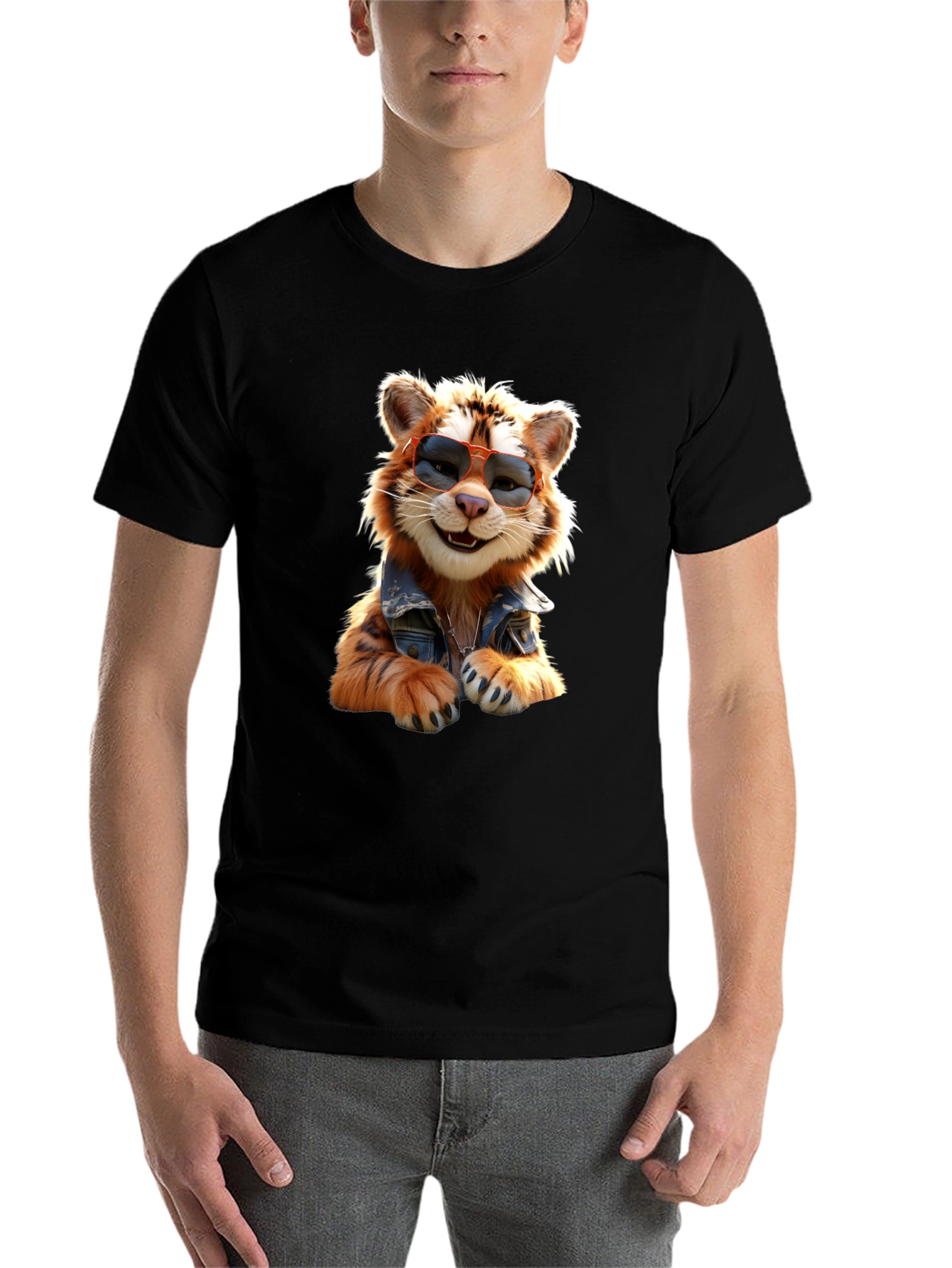 Black Cool Cat T-Shirt - Trendy Graphic Tee view 7