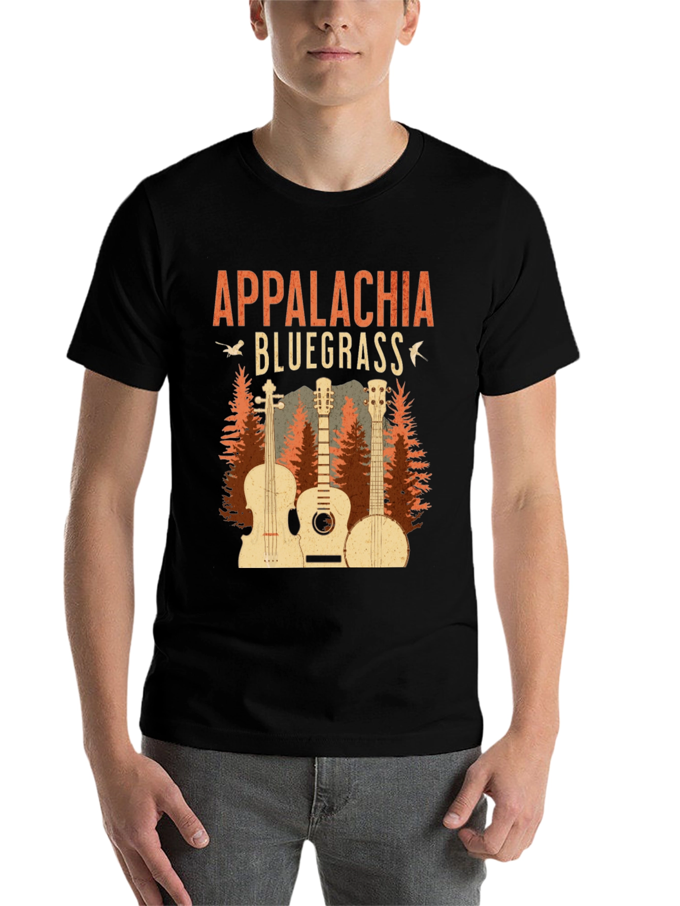 Black Appalachia Bluegrass Music Graphic Tee view 7