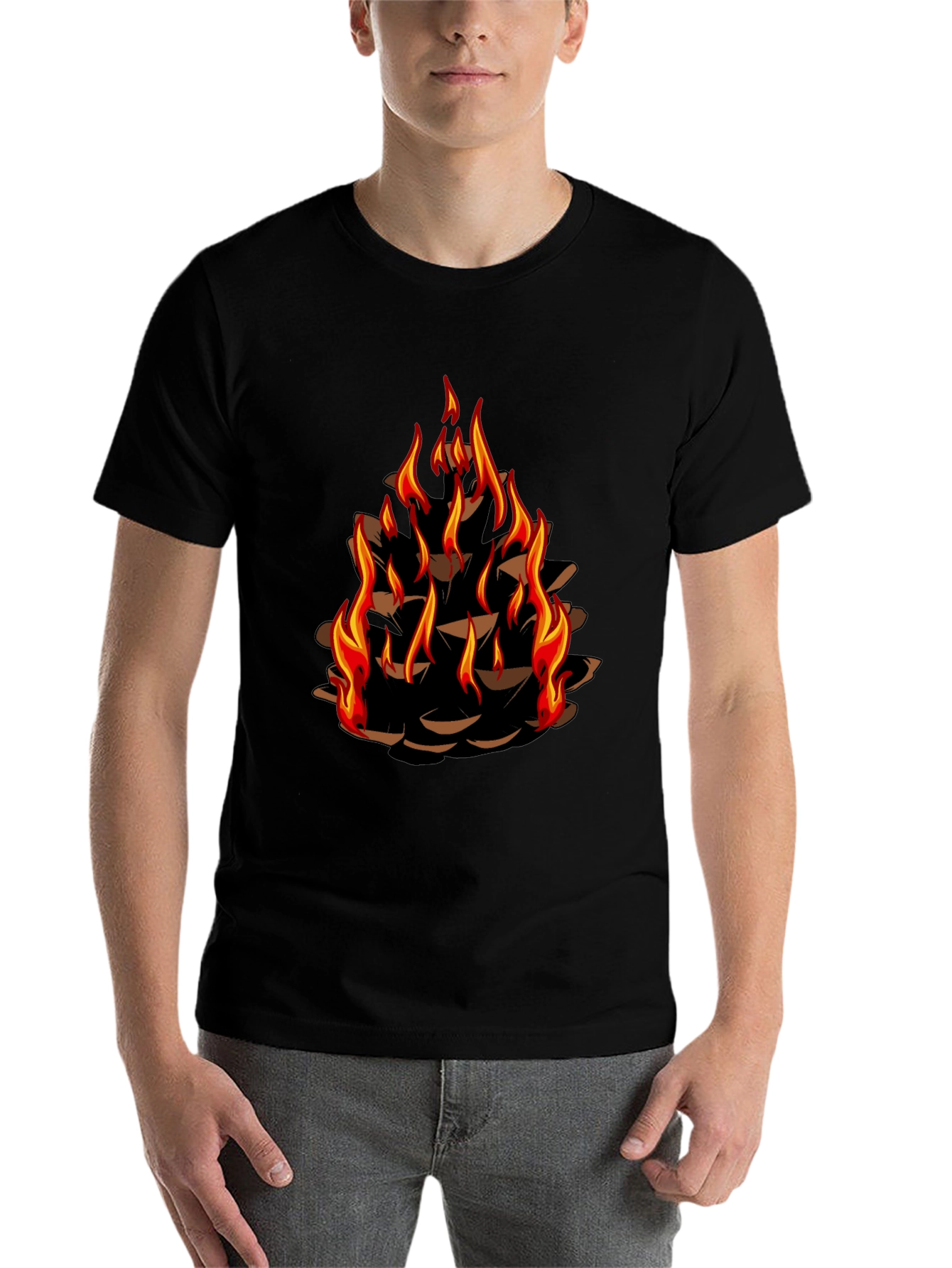 Burning Pinecone Graphic Tee - Black - 7
