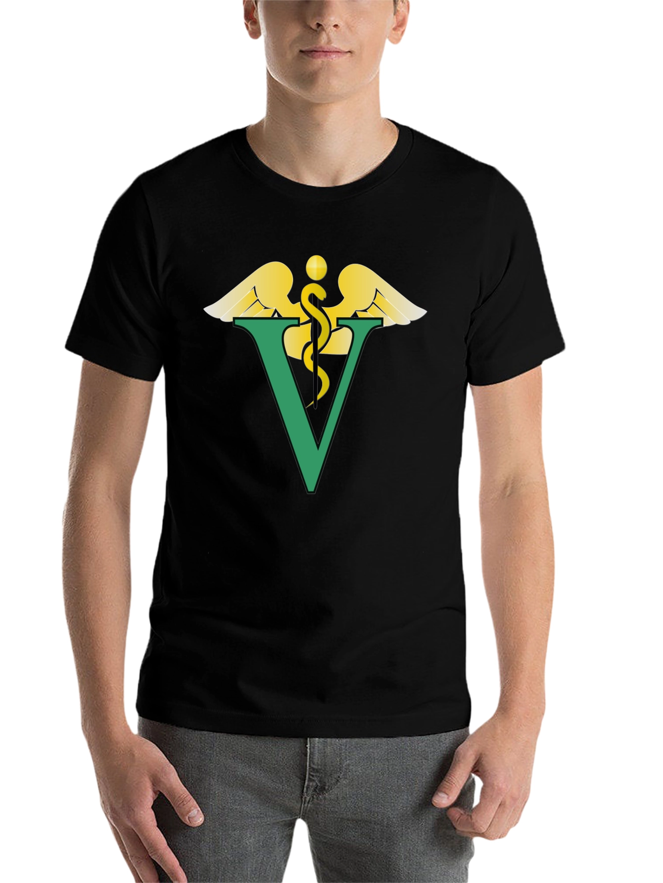 Black Vet Symbol Graphic T-Shirt - Unisex Tee view 7