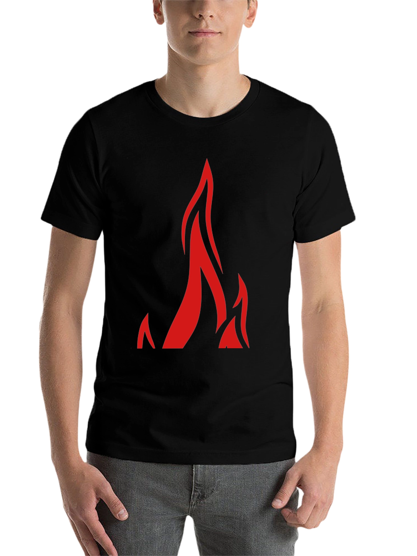 Black Fiery Red Flame Graphic Black T-Shirt view 7