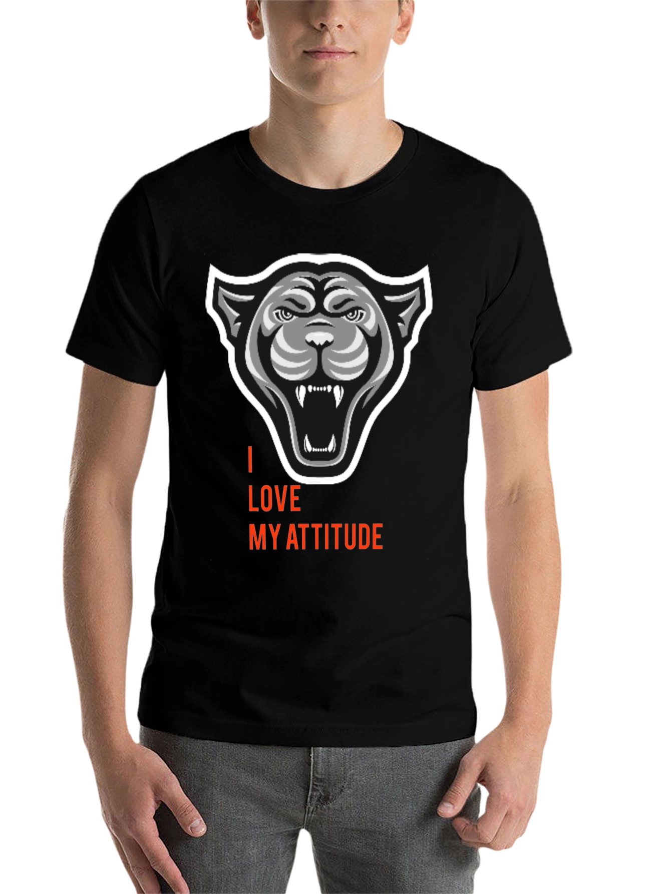 Black I Love My Attitude Black Graphic Tee view 7