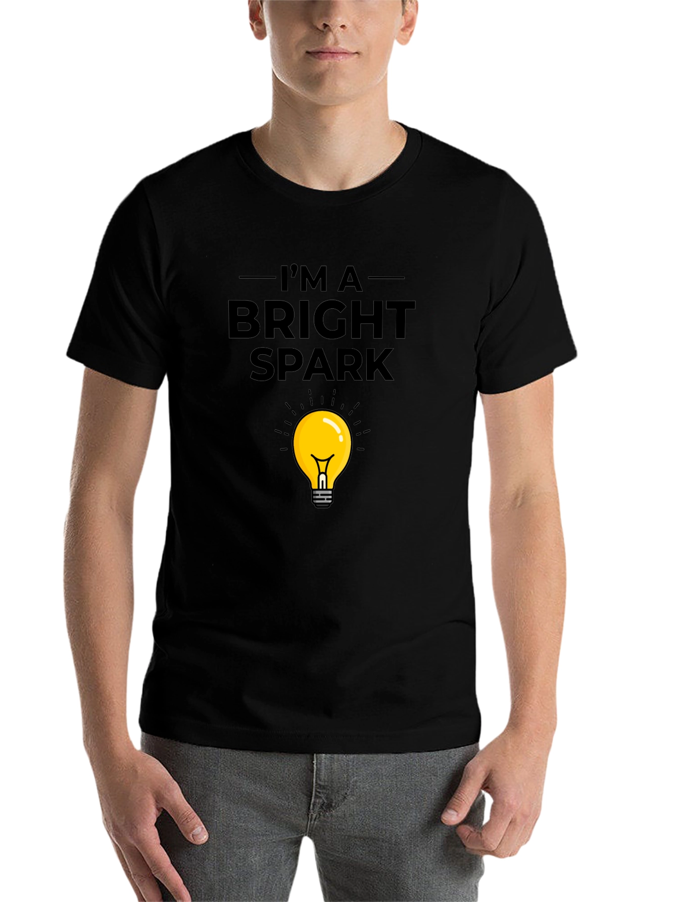 Black Bright Spark T-Shirt - Light Bulb Graphic Tee view 7