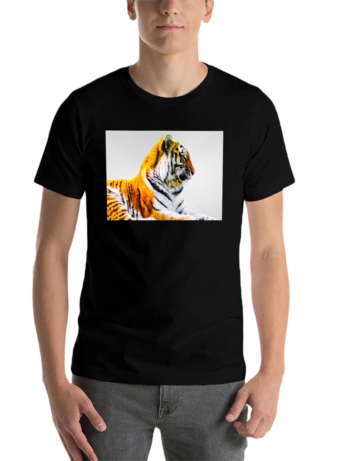 Black Tiger Graphic Print Black T-Shirt view 7