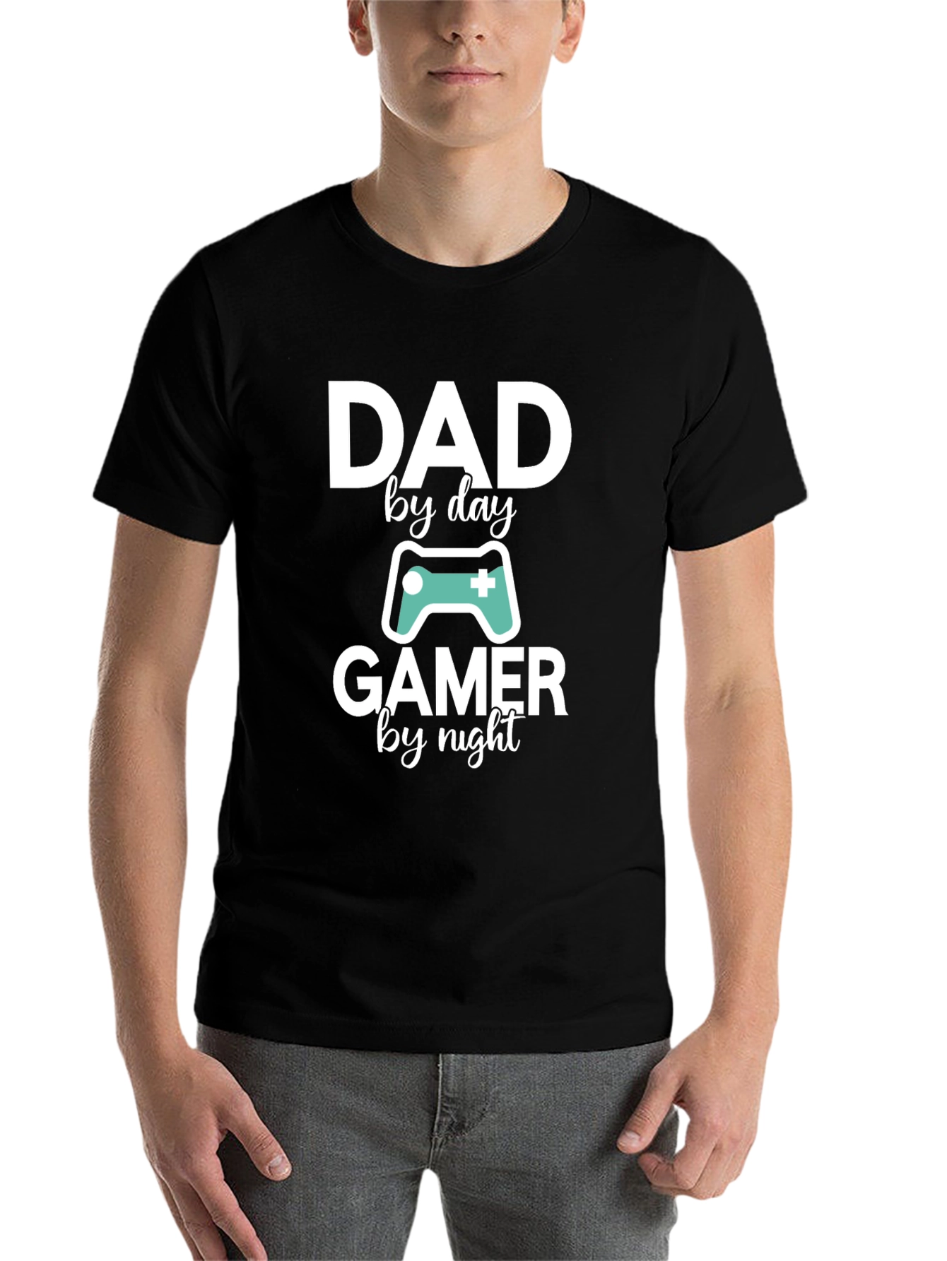 Black Dad By Day Gamer By Night T-Shirt view 7