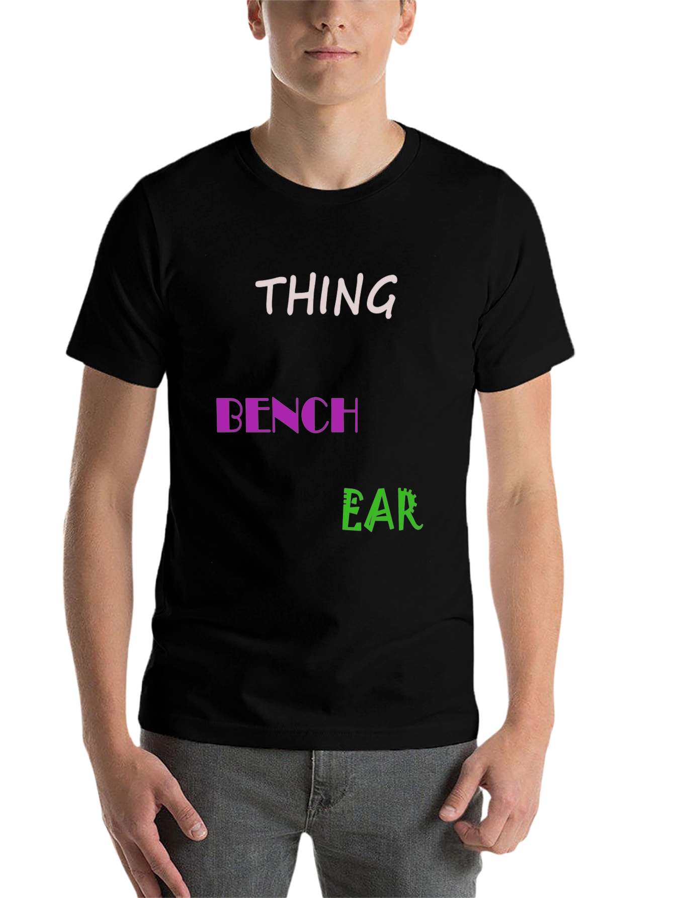 Black Thing Bench Ear Men's Black T-Shirt view 7