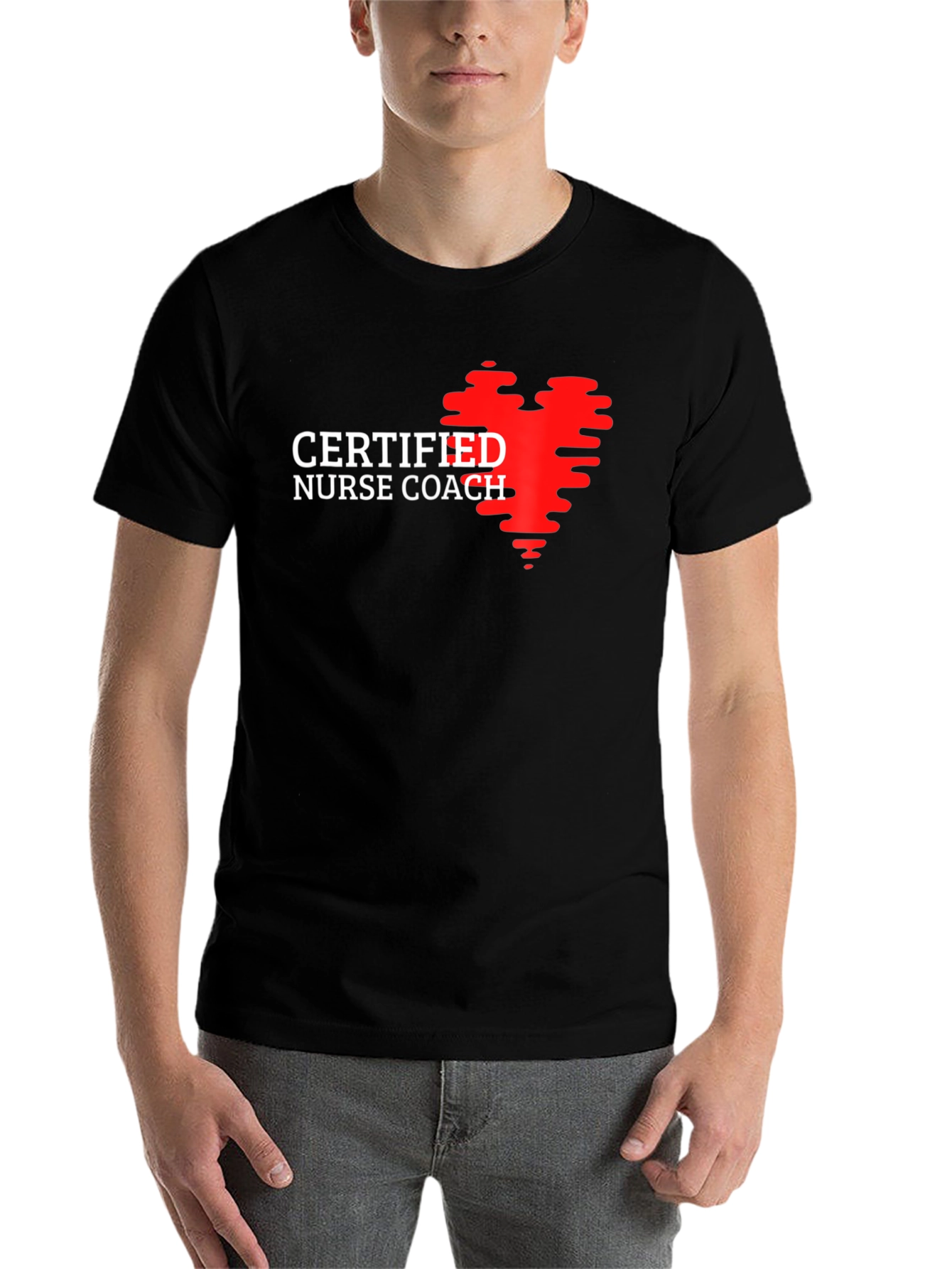 Black Certified Nurse Coach Heart T-Shirt view 7