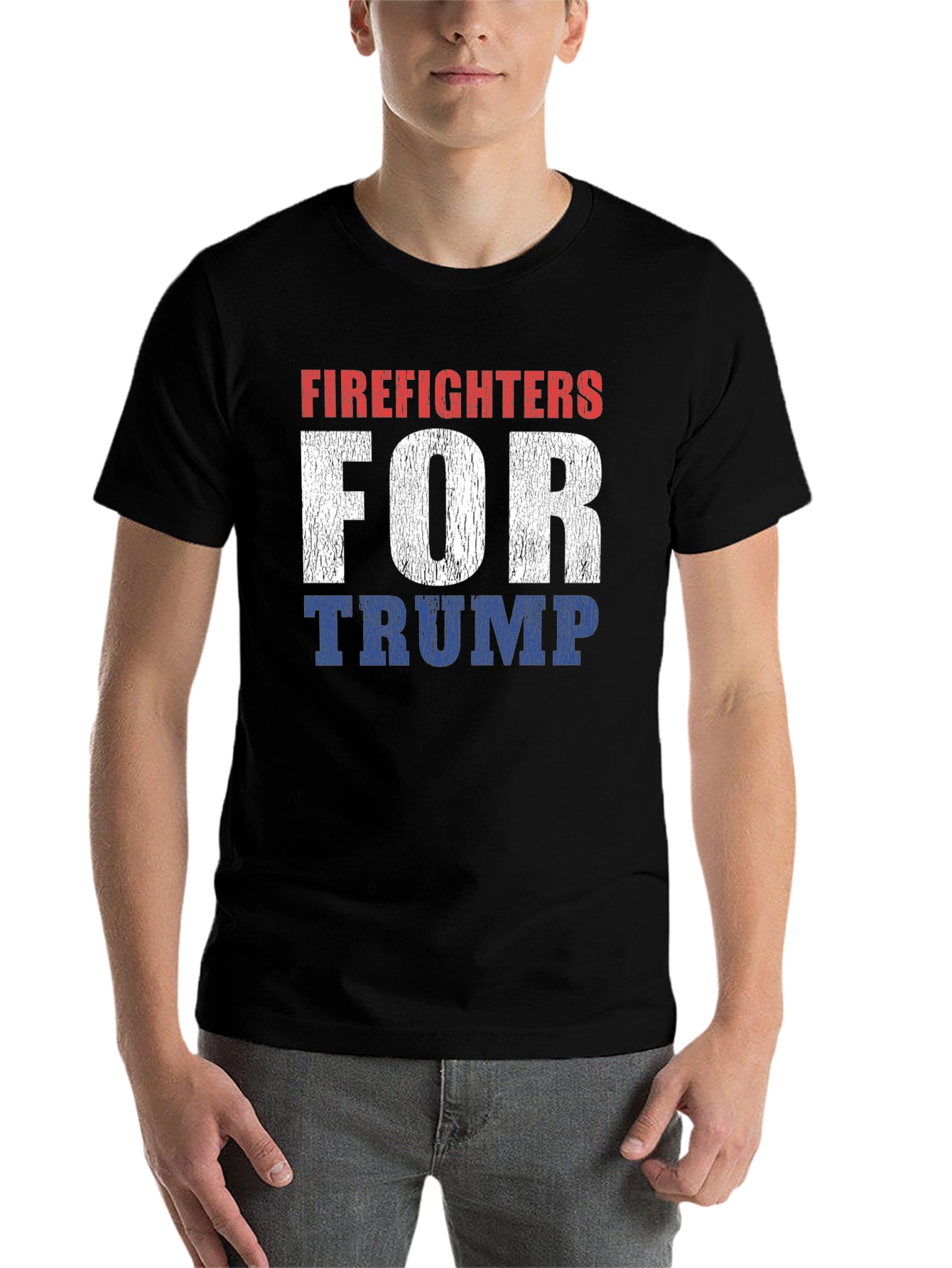 Black Firefighters for Trump Patriotic T-Shirt view 7