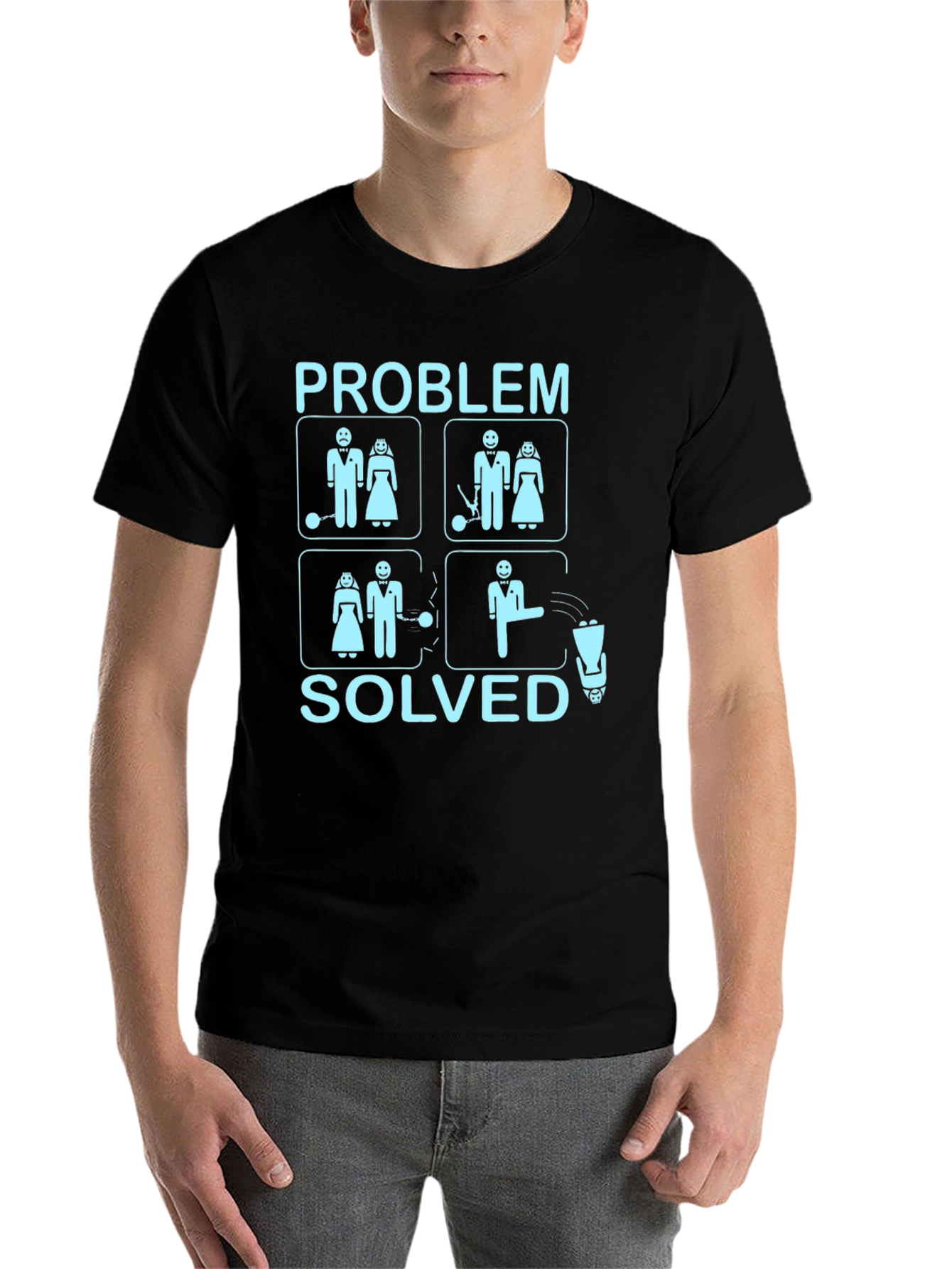 Black Problem Solved Divorce Funny Graphic T-Shirt view 7