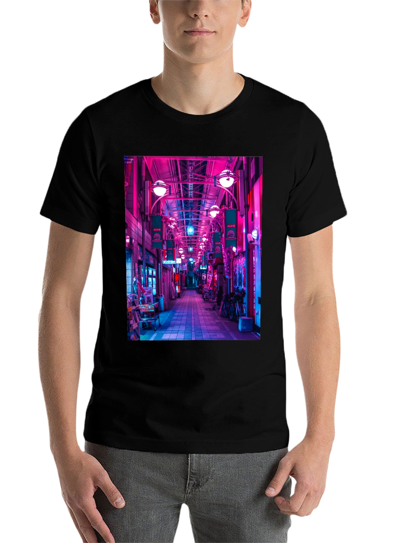 Black Neon Tokyo Streetwear T-Shirt view 7