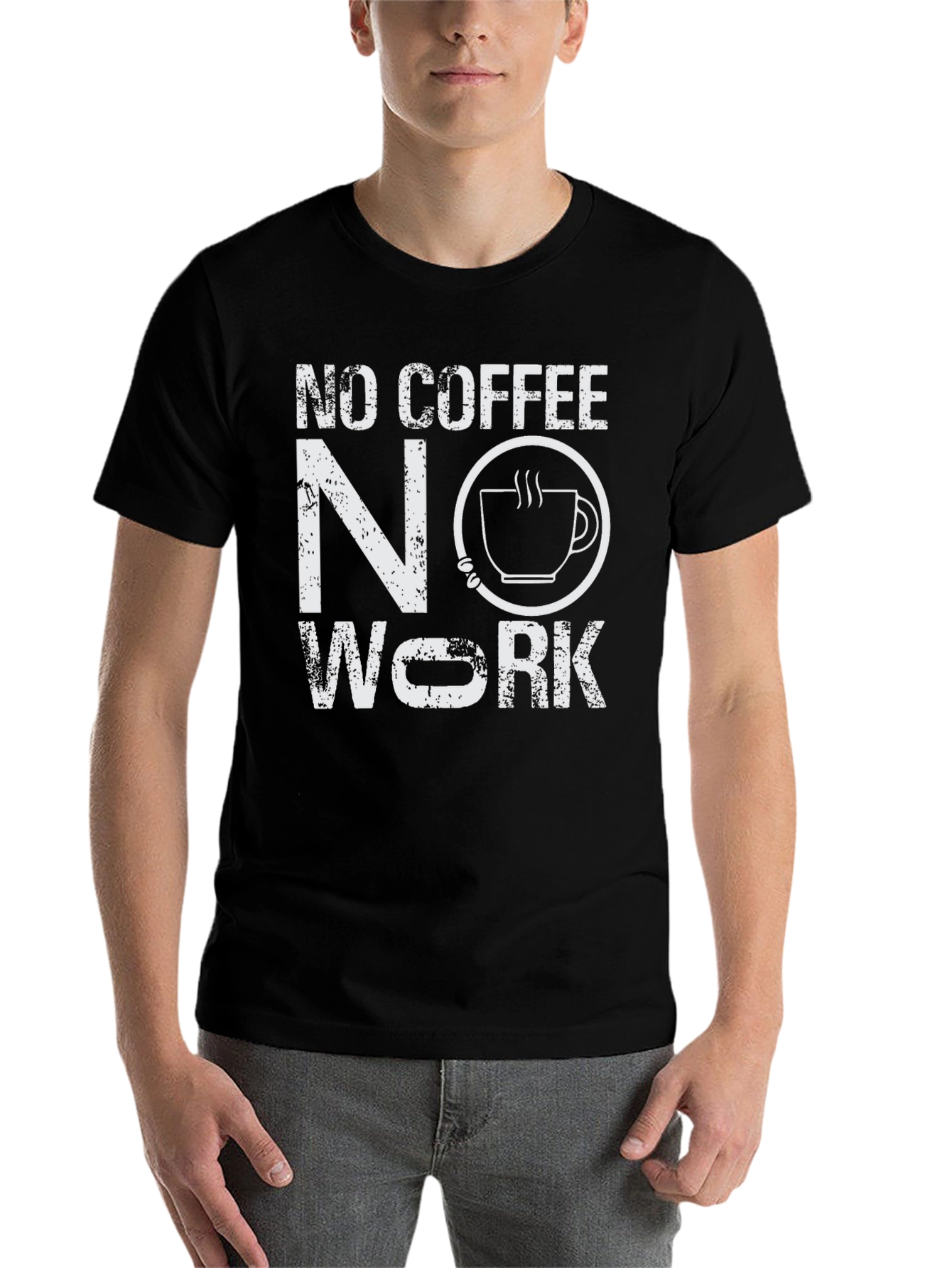 Black No Coffee No Work T-Shirt - Funny Graphic Tee view 7