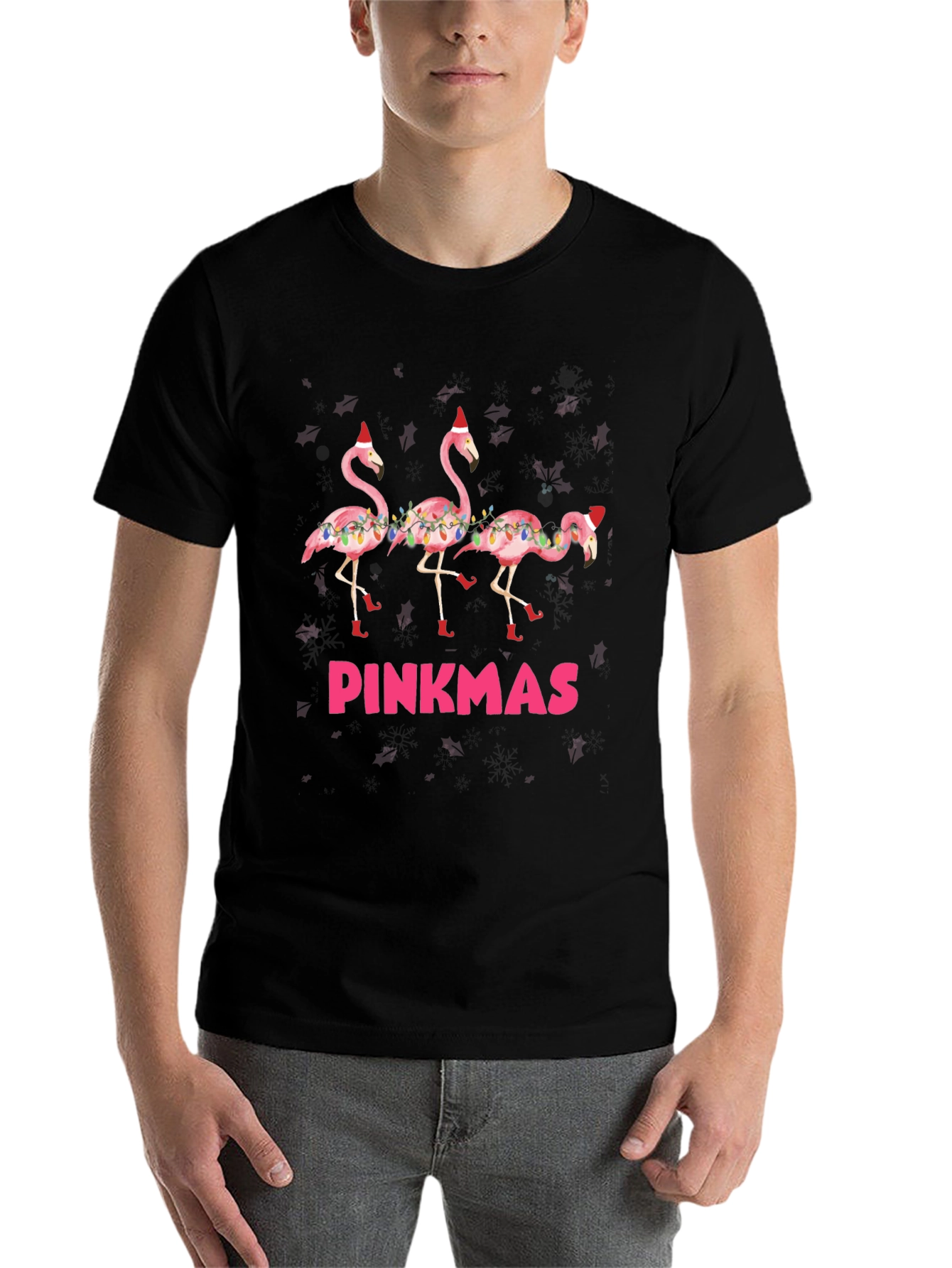 Black Pinkmas Flamingo T-Shirt view 7