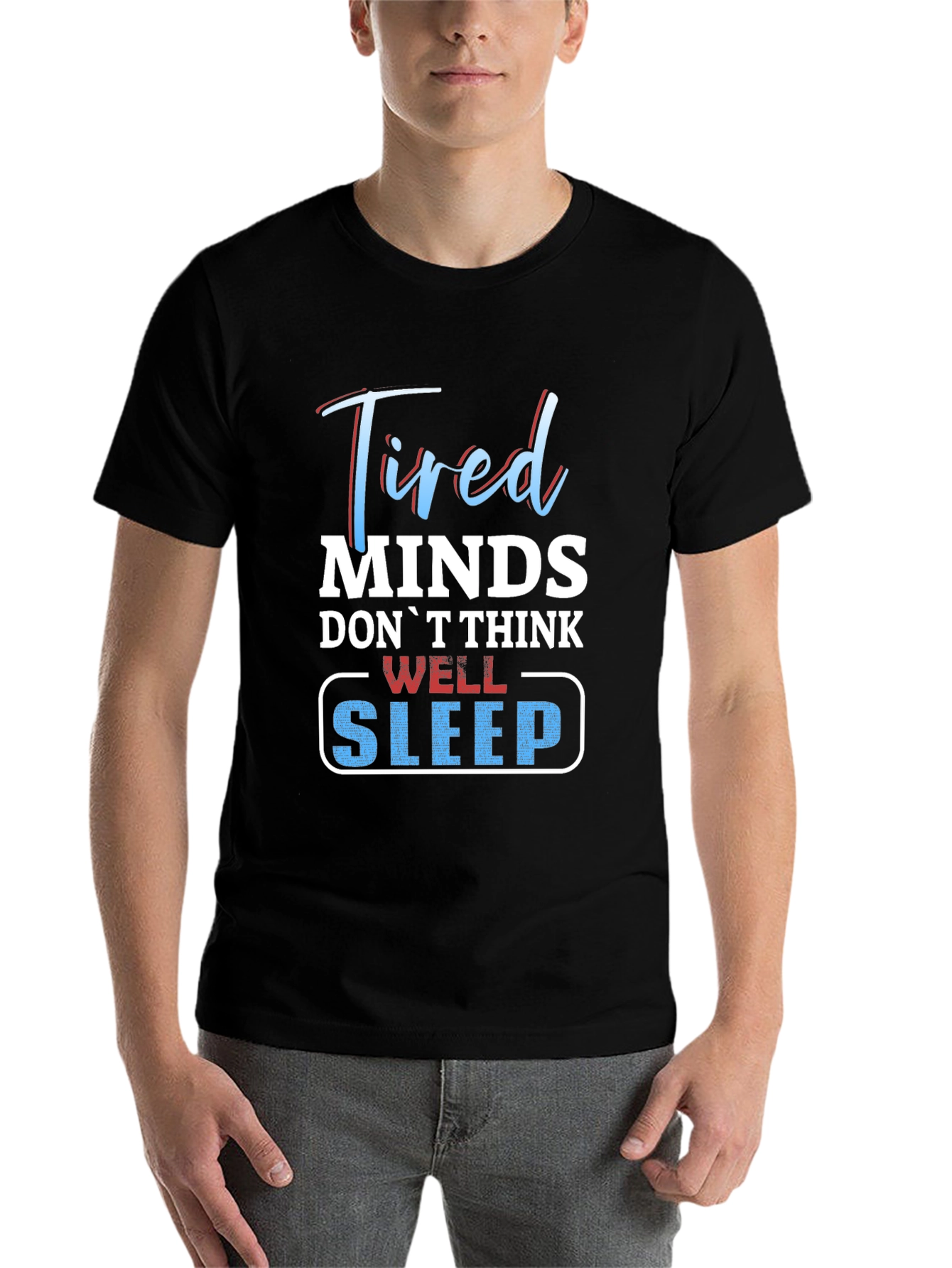 Black Tired Minds Sleep Well Graphic T-Shirt view 7