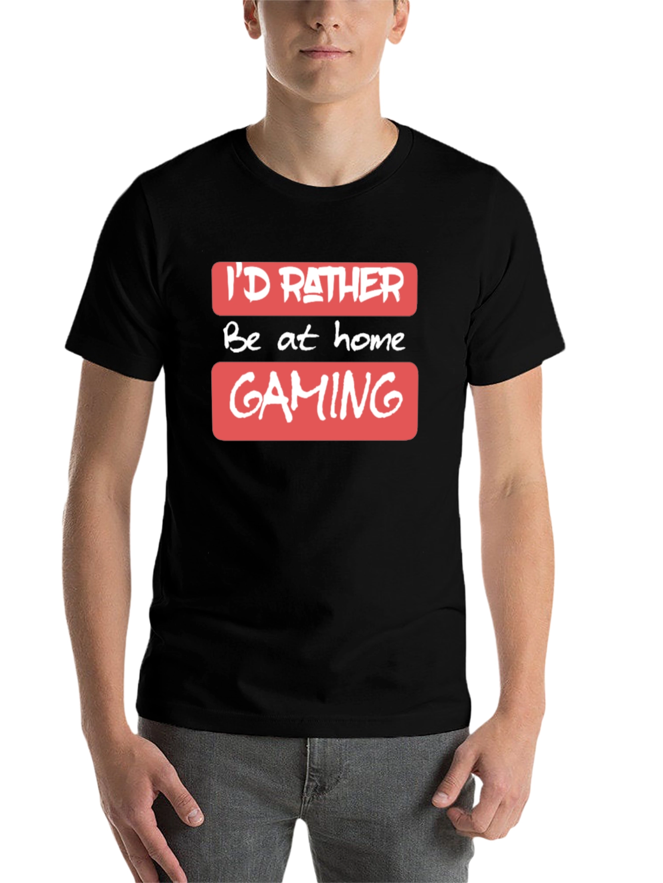 Black I'd Rather Be At Home Gaming - T-Shirt view 7