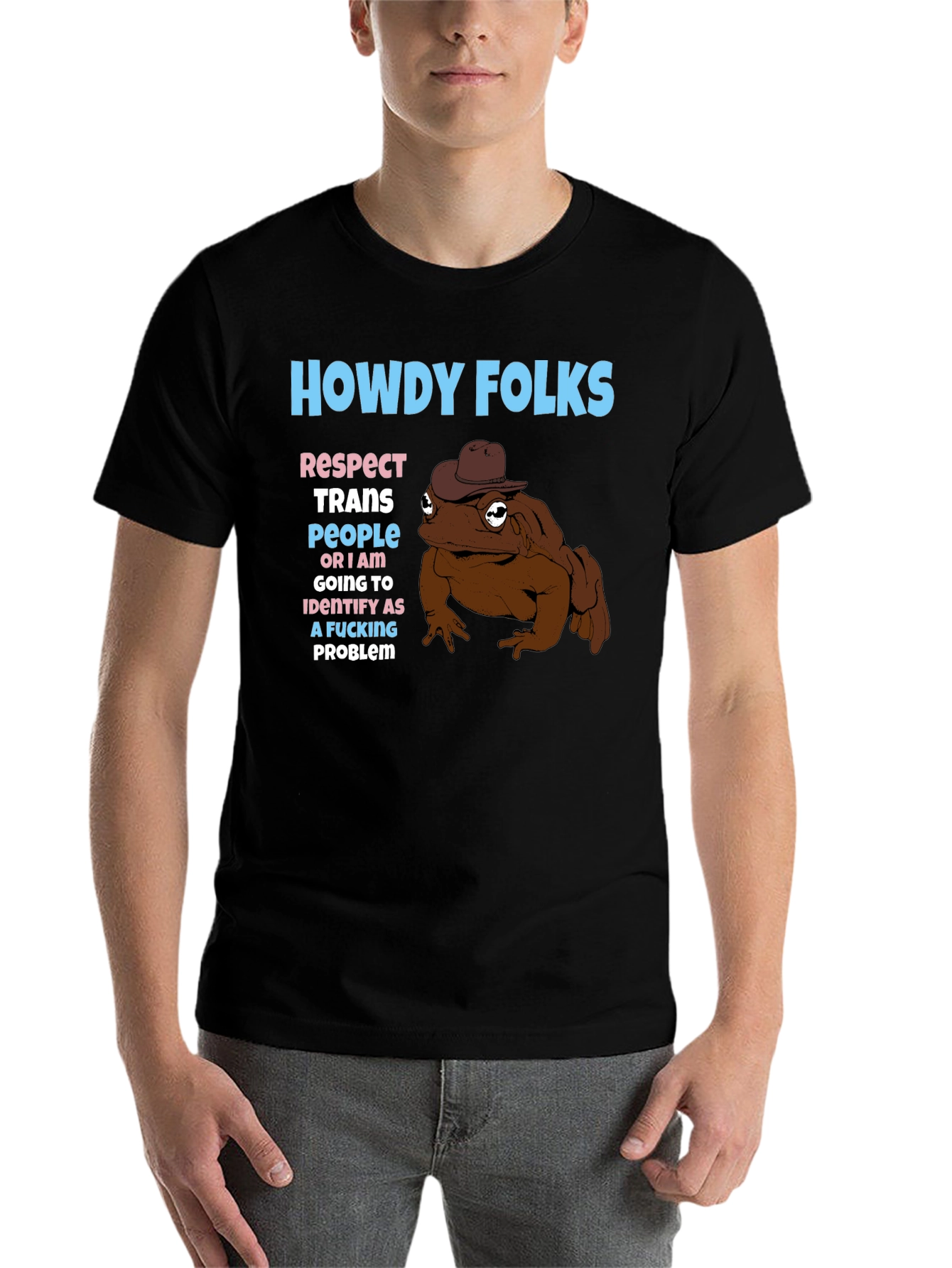 Black Howdy Folks Frog Graphic Tee view 7