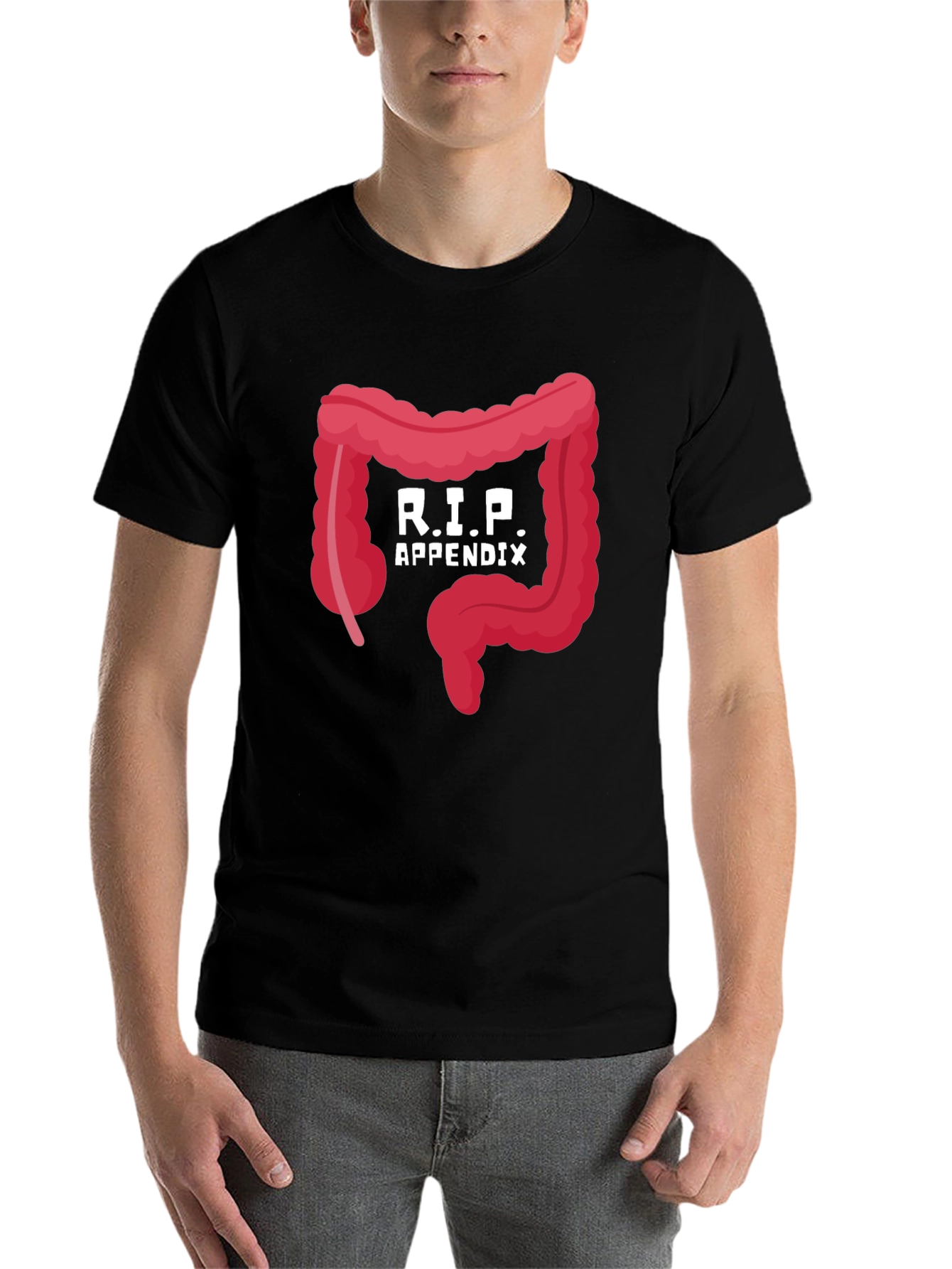 Black R.I.P. Appendix Funny Graphic T-Shirt view 7