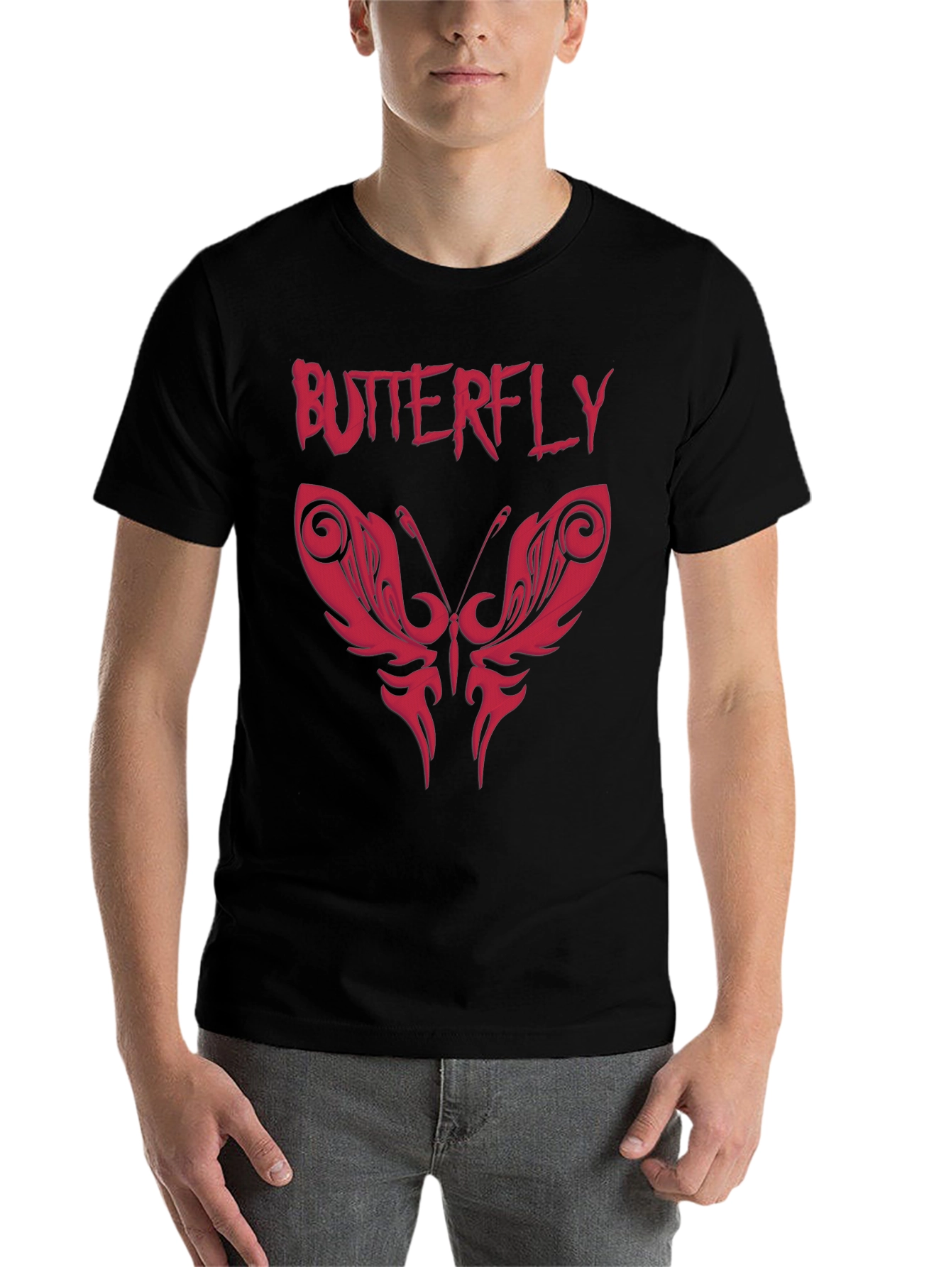 Black Butterfly Graphic Print Tee - Edgy Style view 7
