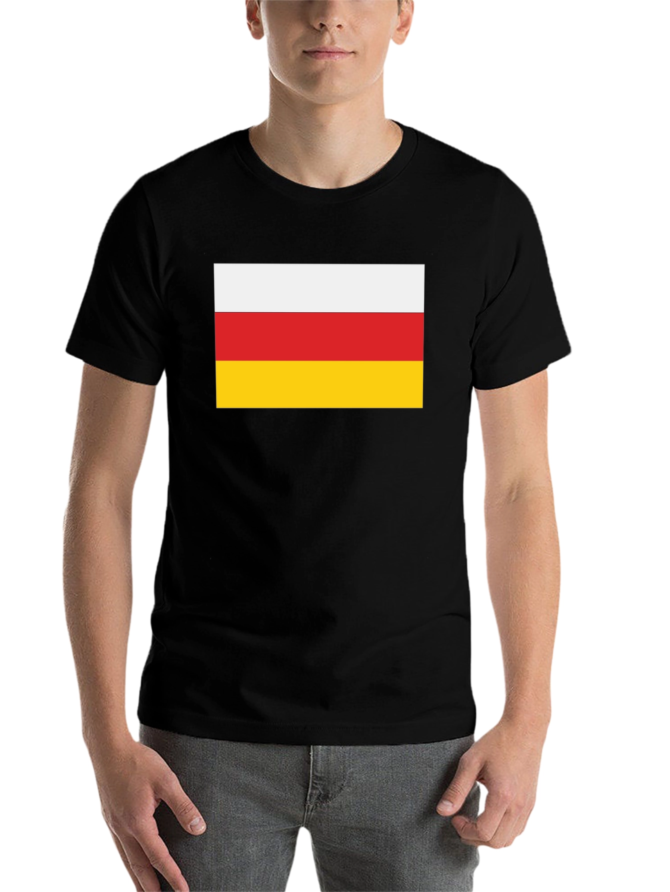 South Ossetia Flag T-Shirt - Black Crew Neck Tee - 7