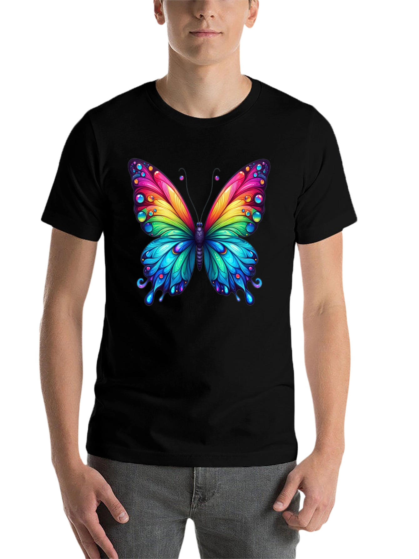 Black Rainbow Butterfly Graphic Tee view 7