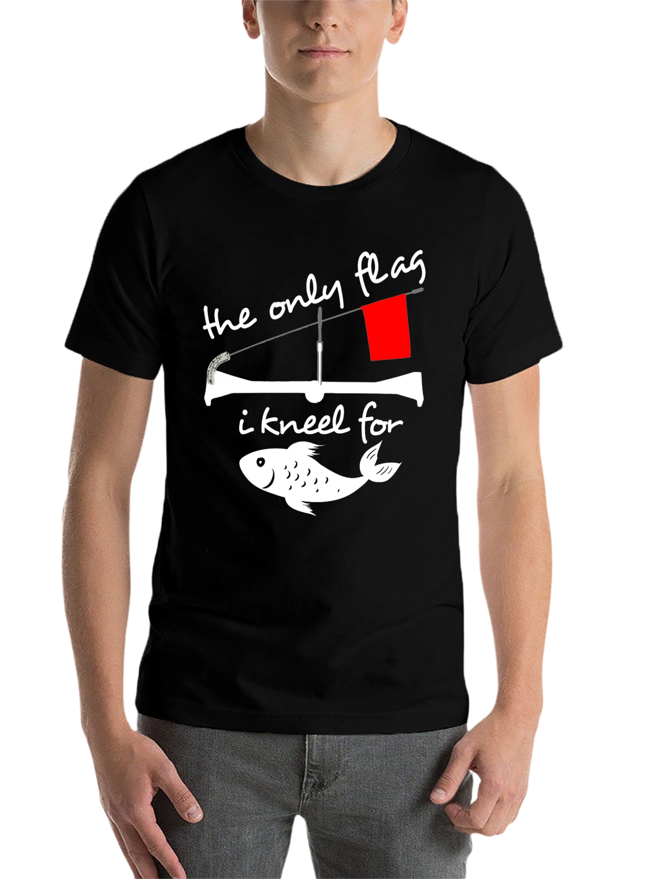 Black Fishing Flag Graphic Tee - The Only Flag I Kneel For view 7