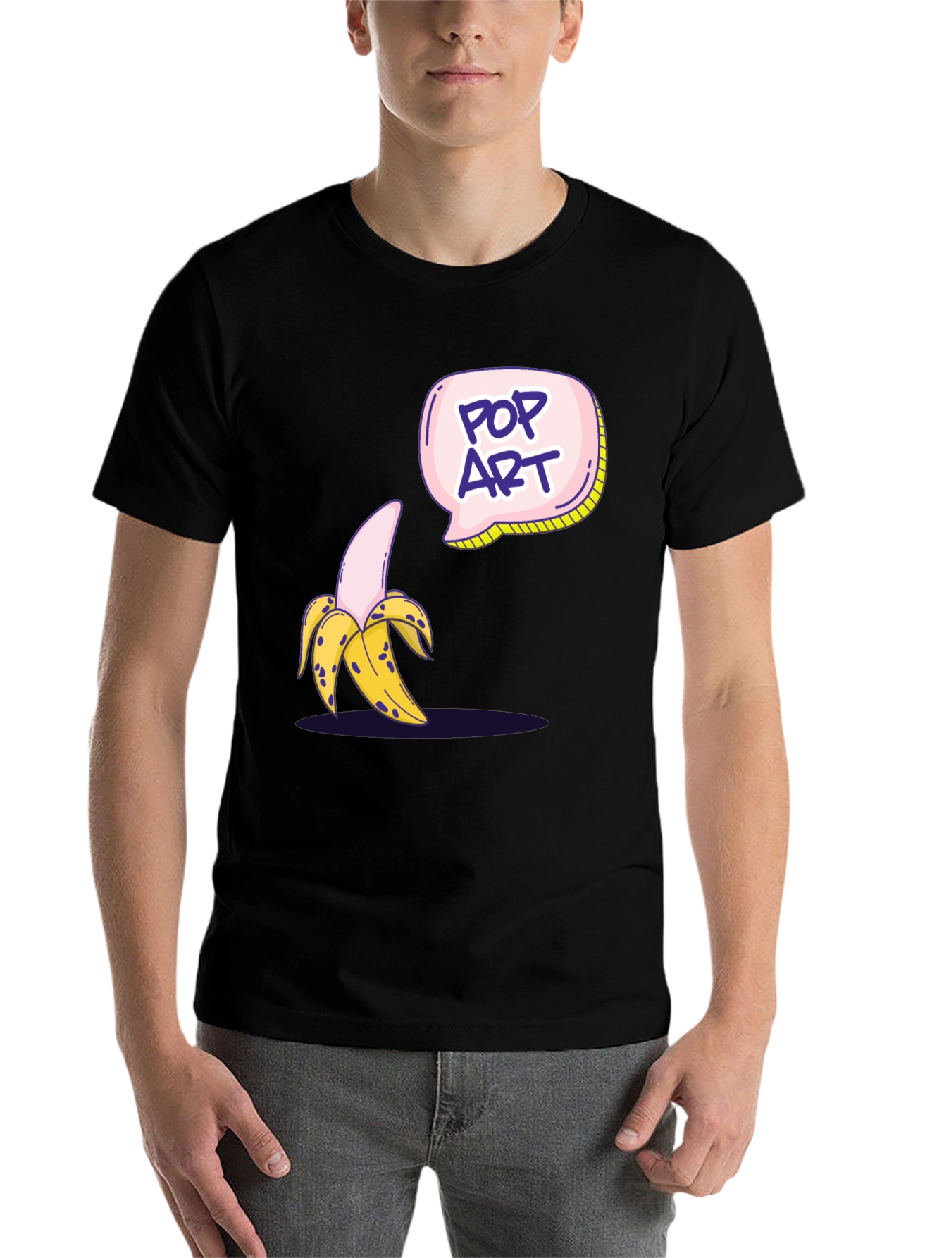 Black Pop Art Banana Graphic T-Shirt view 7